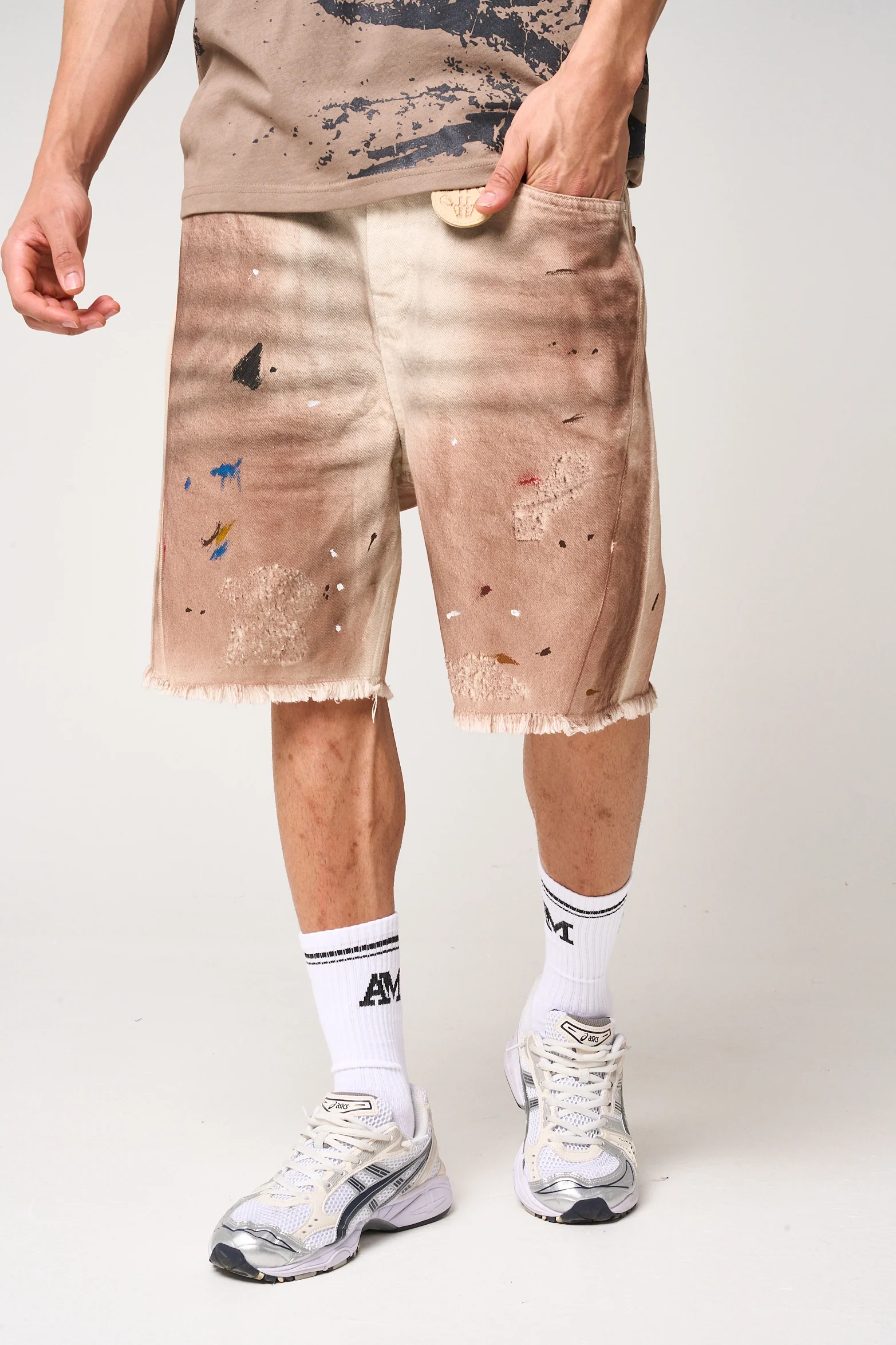 Abasalo Beige Denim Shorts - Image 4