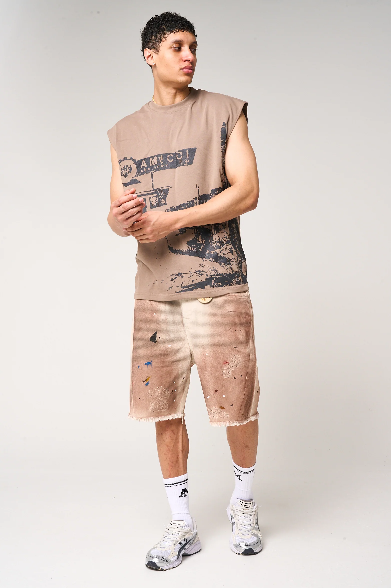 Abasalo Beige Denim Shorts - Image 6