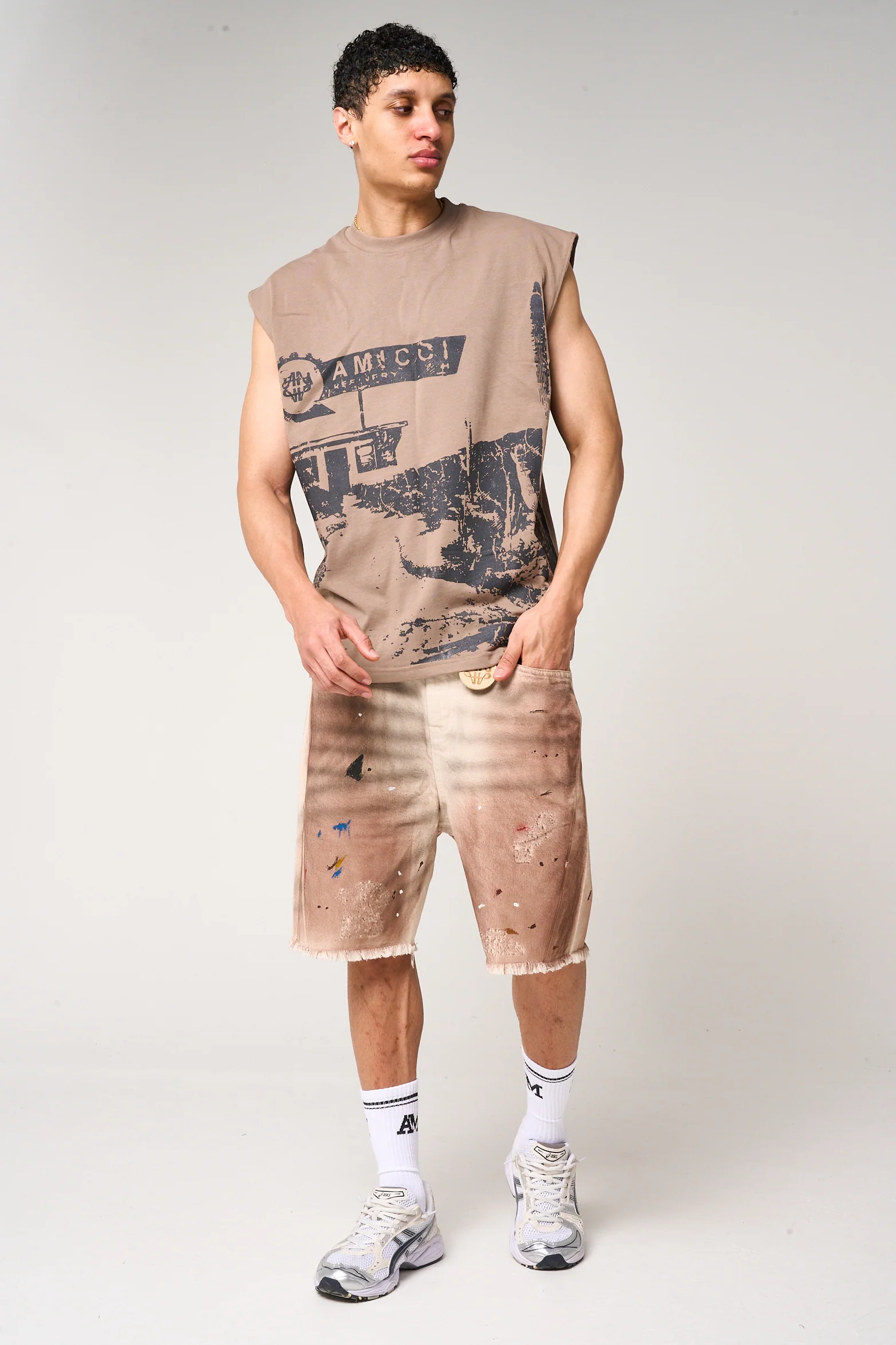 Abasalo Beige Denim Shorts - Image 7