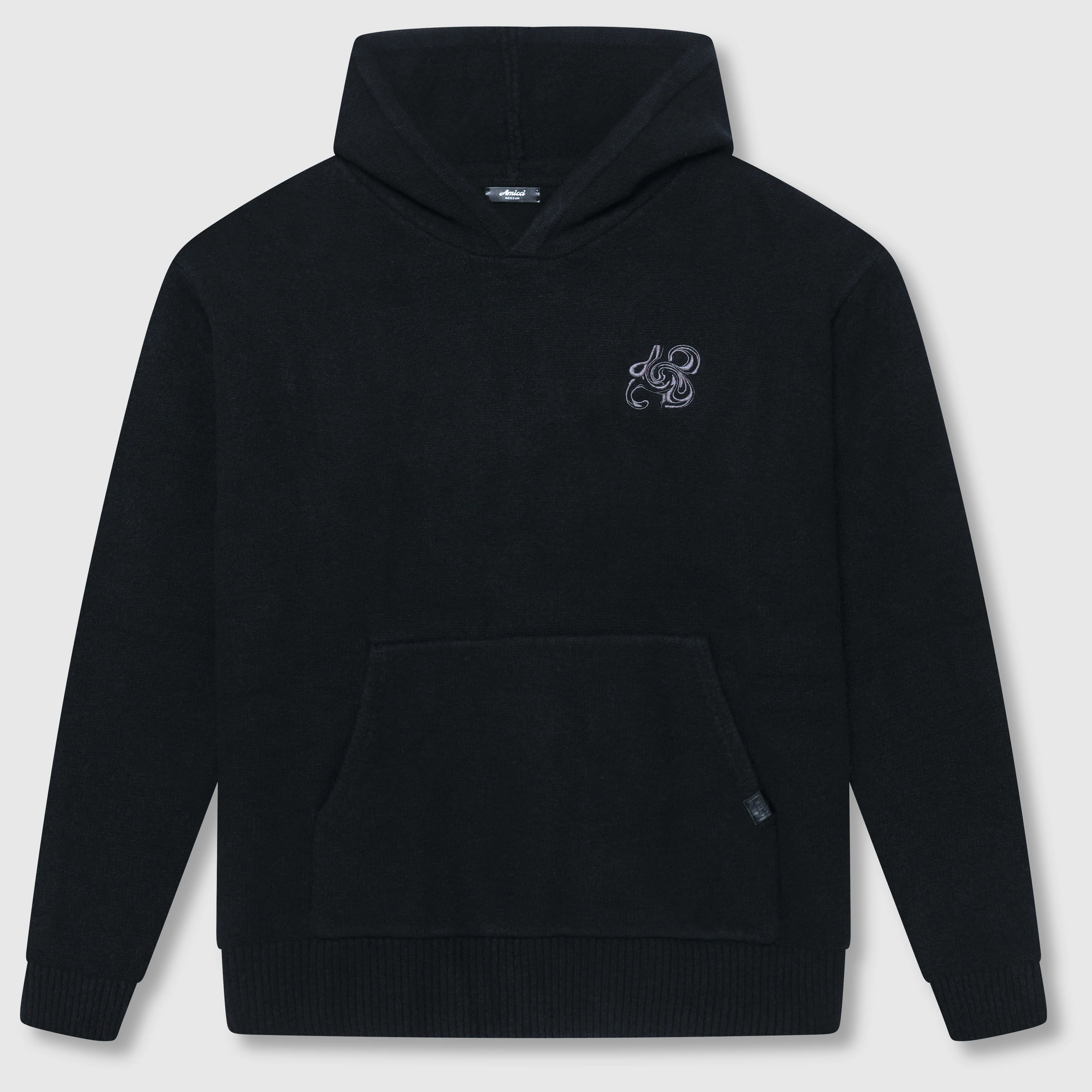 Amos Black Knitted Hoodie