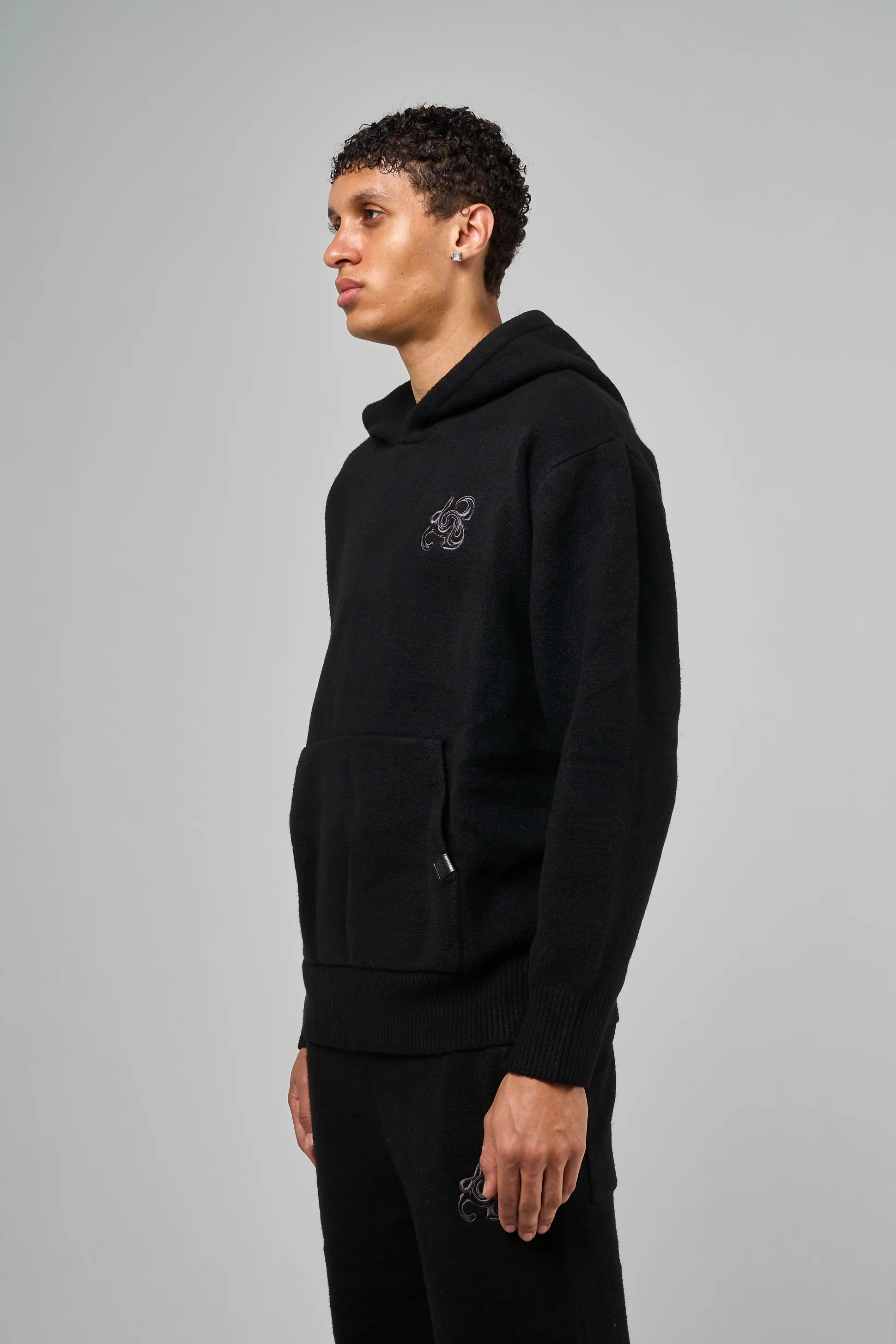 Amos Black Knitted Hoodie - Image 6
