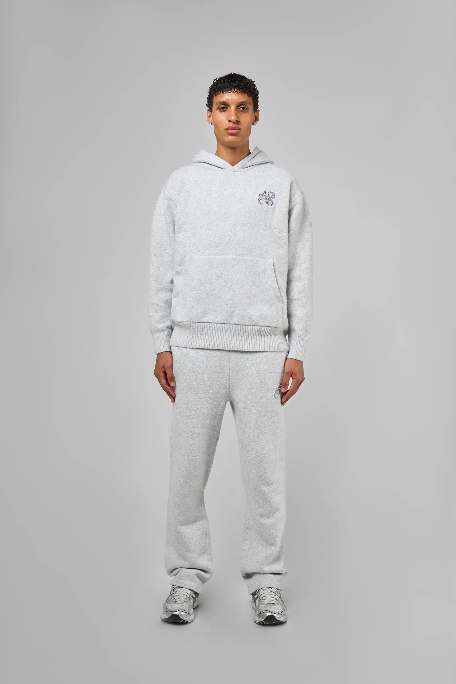 Amos Grey Knitted Hoodie - Image 6