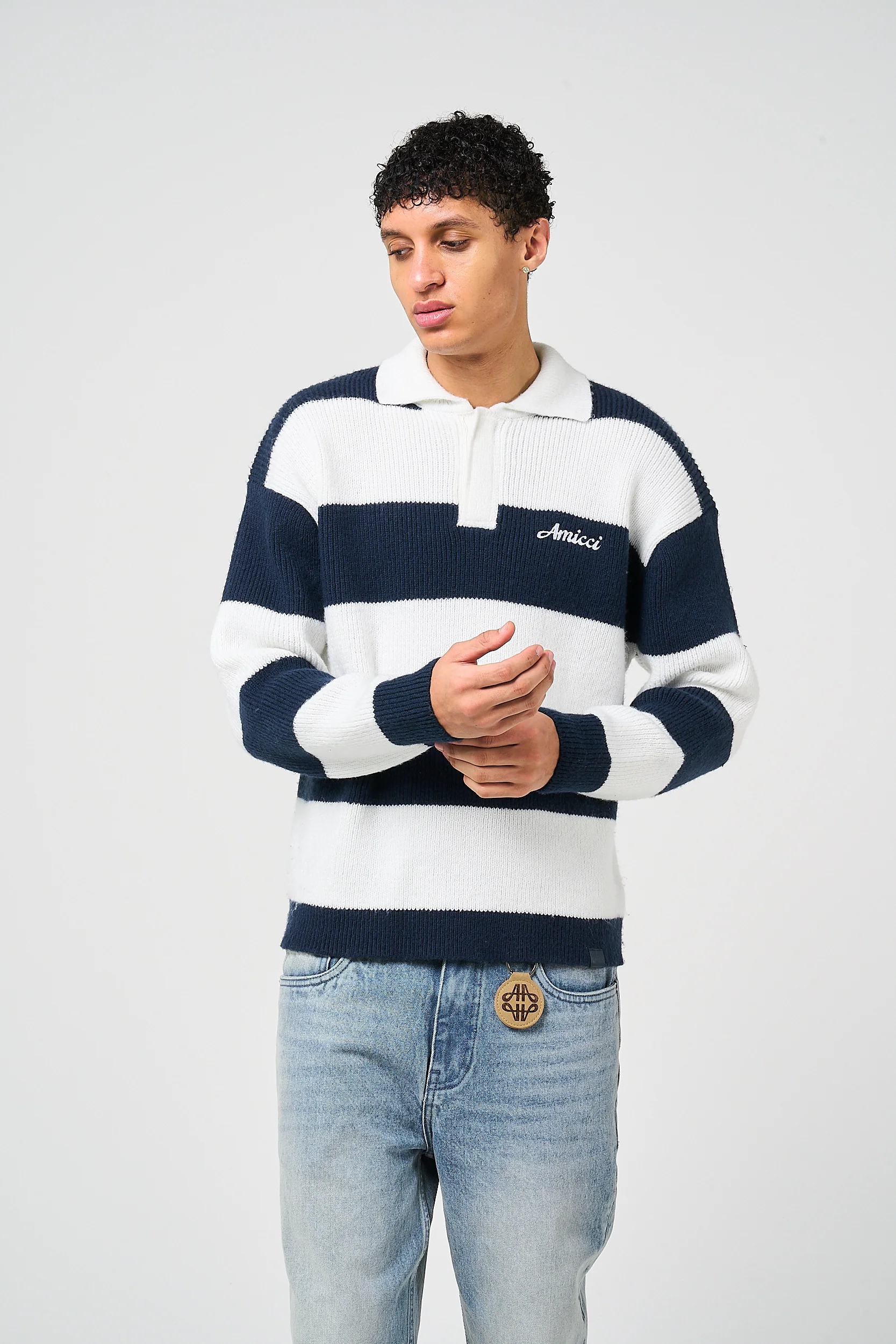 Awing Navy Striped Knitwear Sweatshirt - Image 4