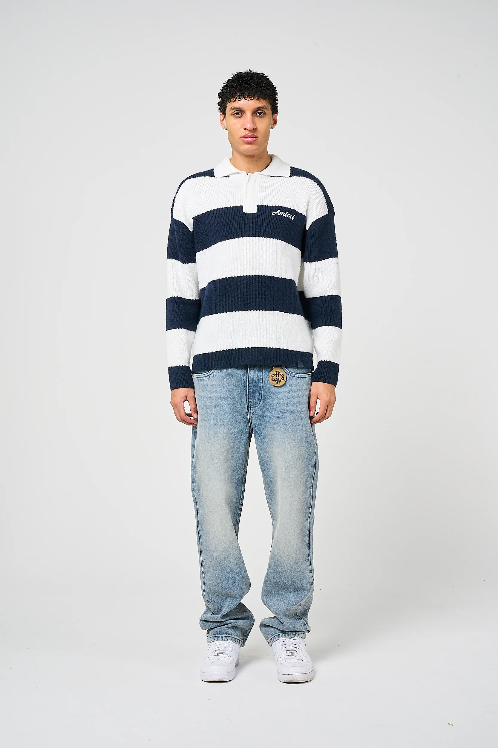 Awing Navy Striped Knitwear Sweatshirt - Image 6