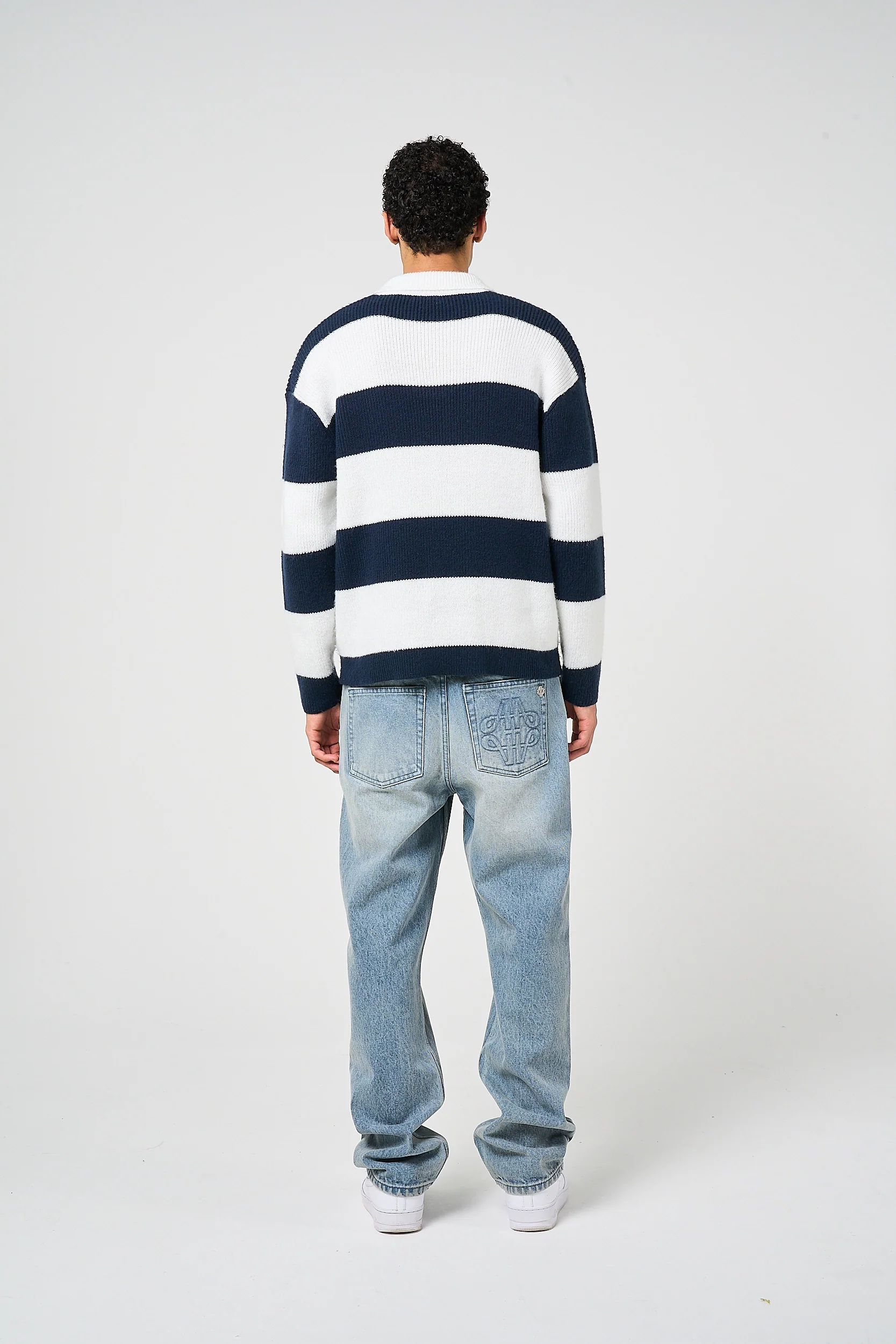 Awing Navy Striped Knitwear Sweatshirt - Image 7