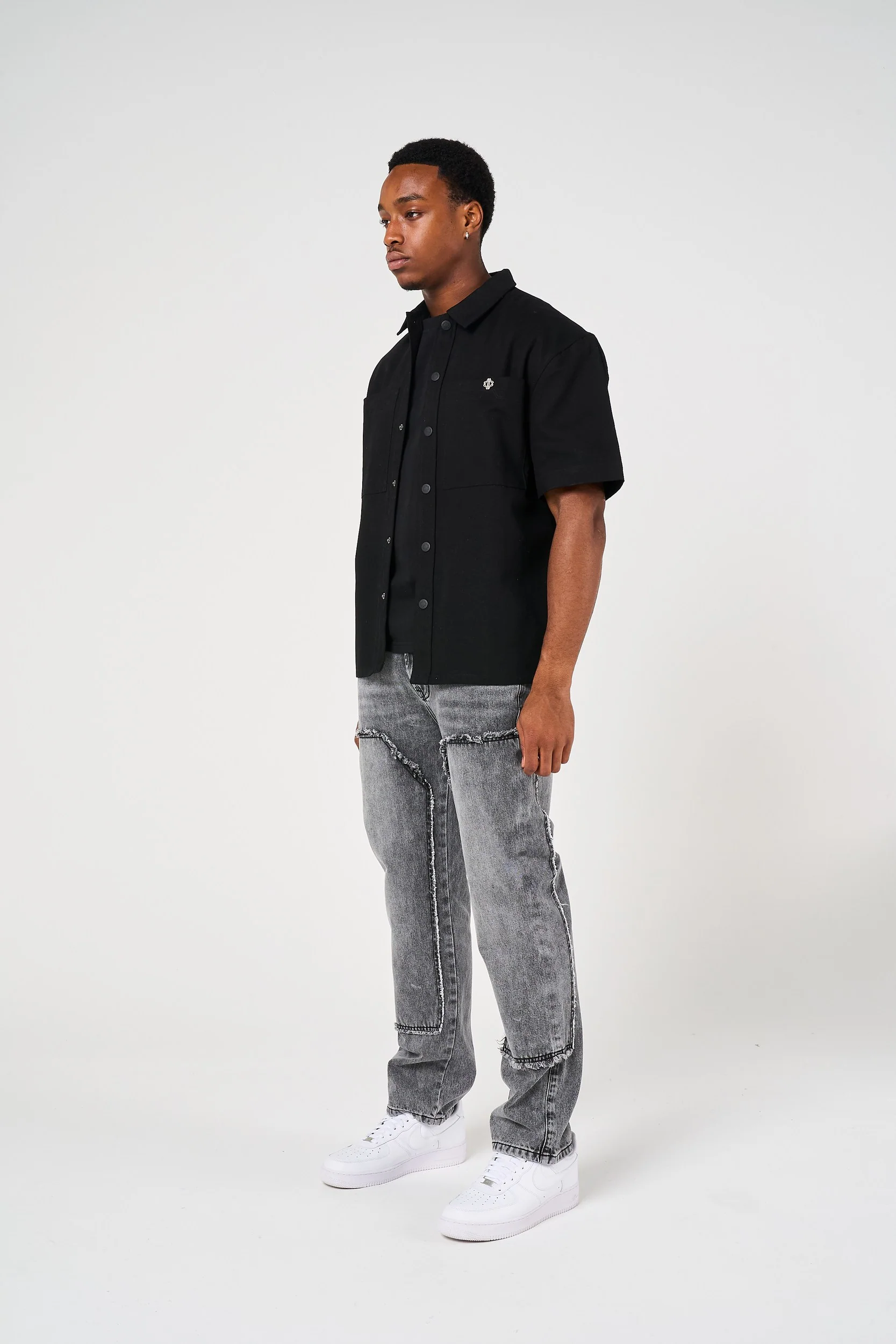 Blaise Cotton Twill Black Shirt - Image 3