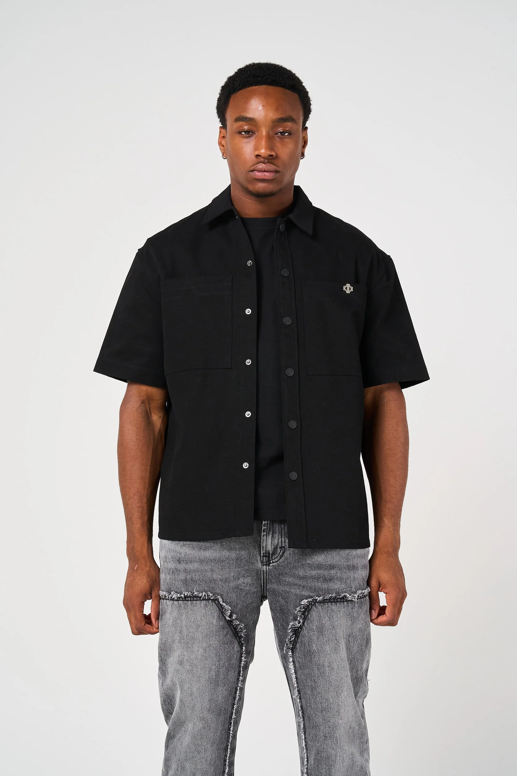 Blaise Cotton Twill Black Shirt - Image 5