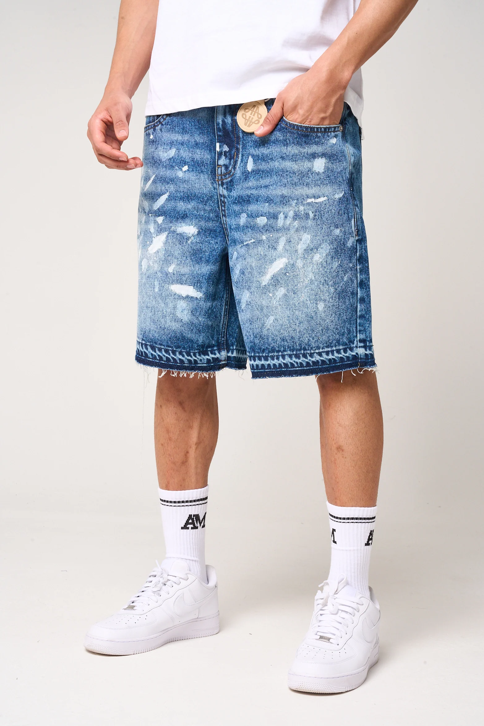 Cardenas Paint Splat Denim Short Blue - Image 2