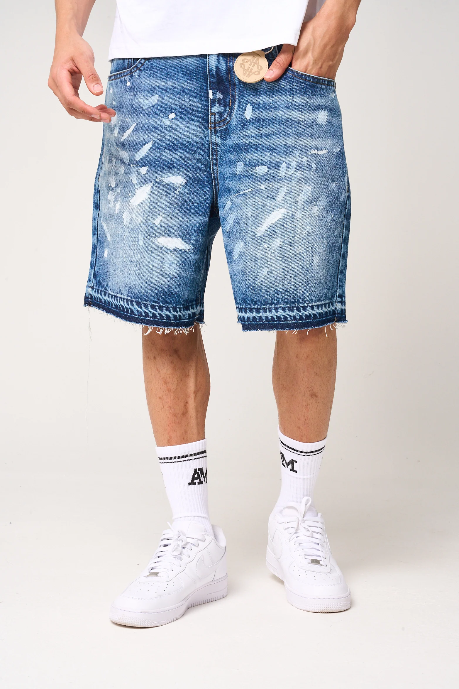 Cardenas Paint Splat Denim Short Blue - Image 3