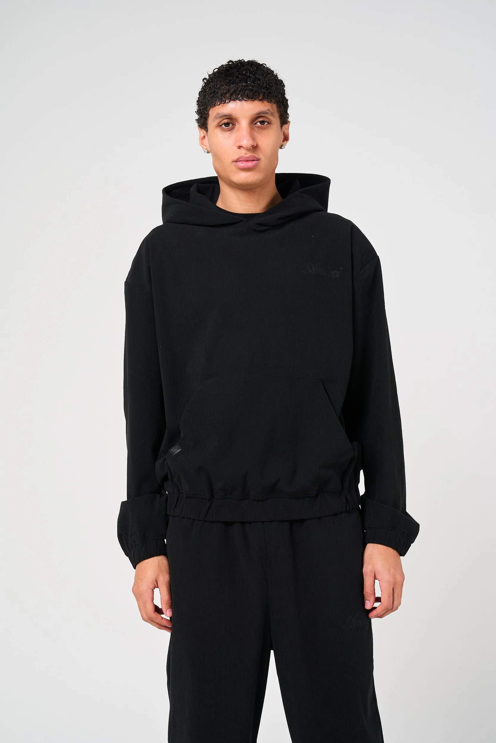Cylinder Black Needlecord Hoodie - Image 2