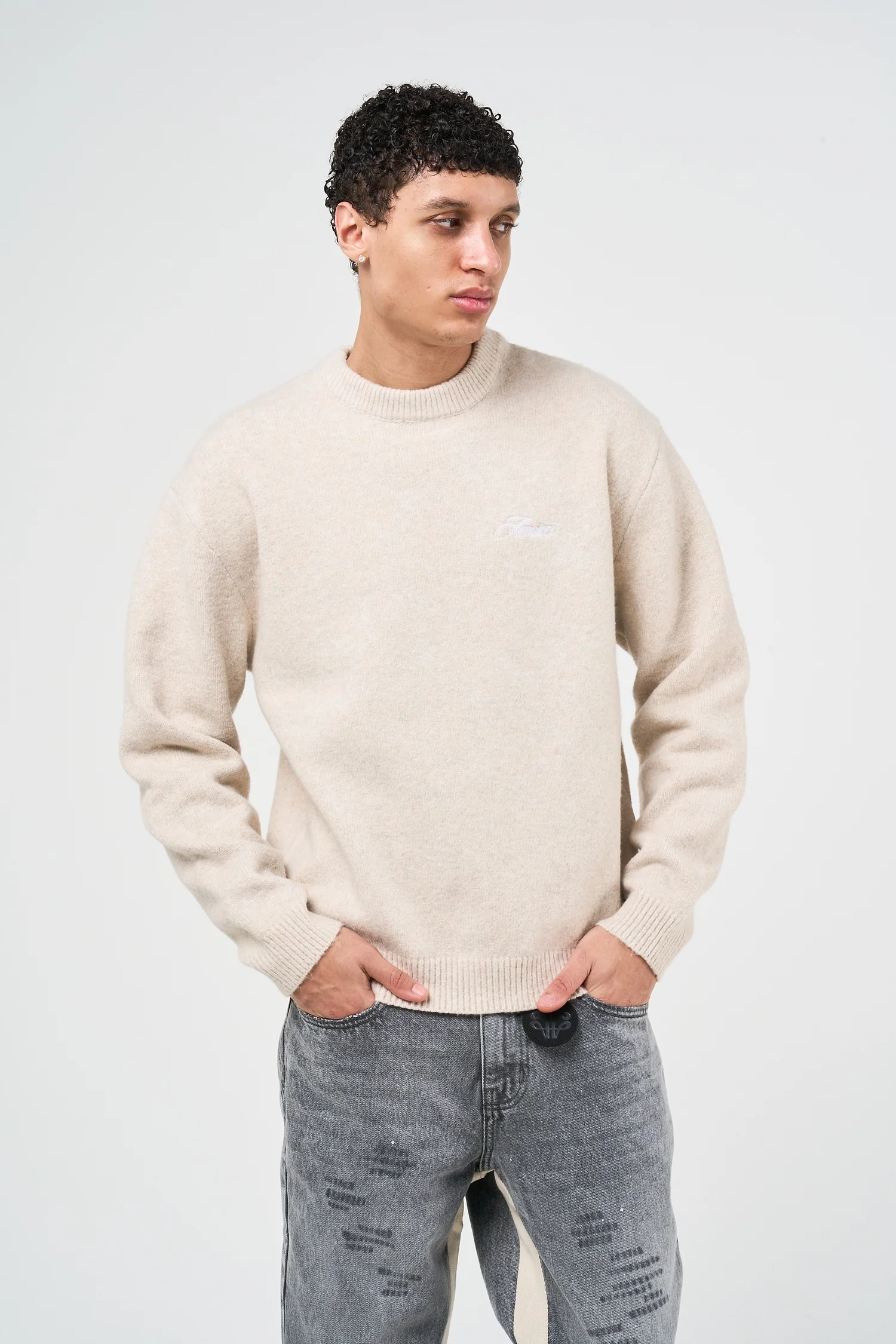 Dexter Beige Knitted Sweatshirt - Image 2