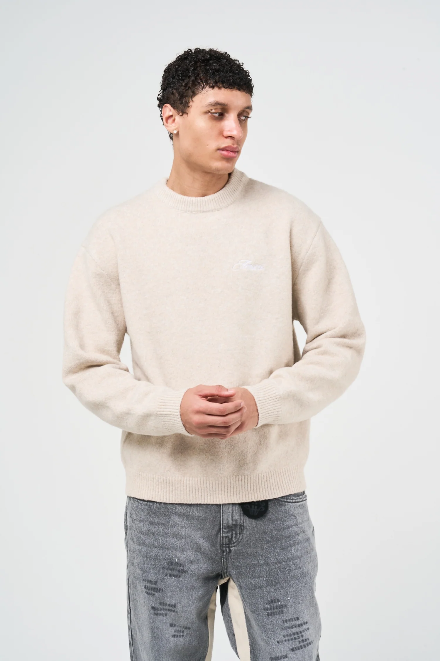 Dexter Beige Knitted Sweatshirt - Image 3
