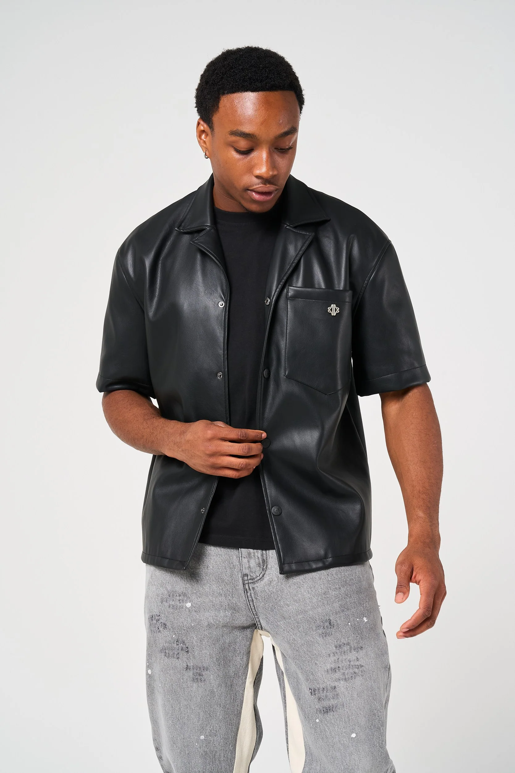 Drīver Leather Overshirt Black - Image 4