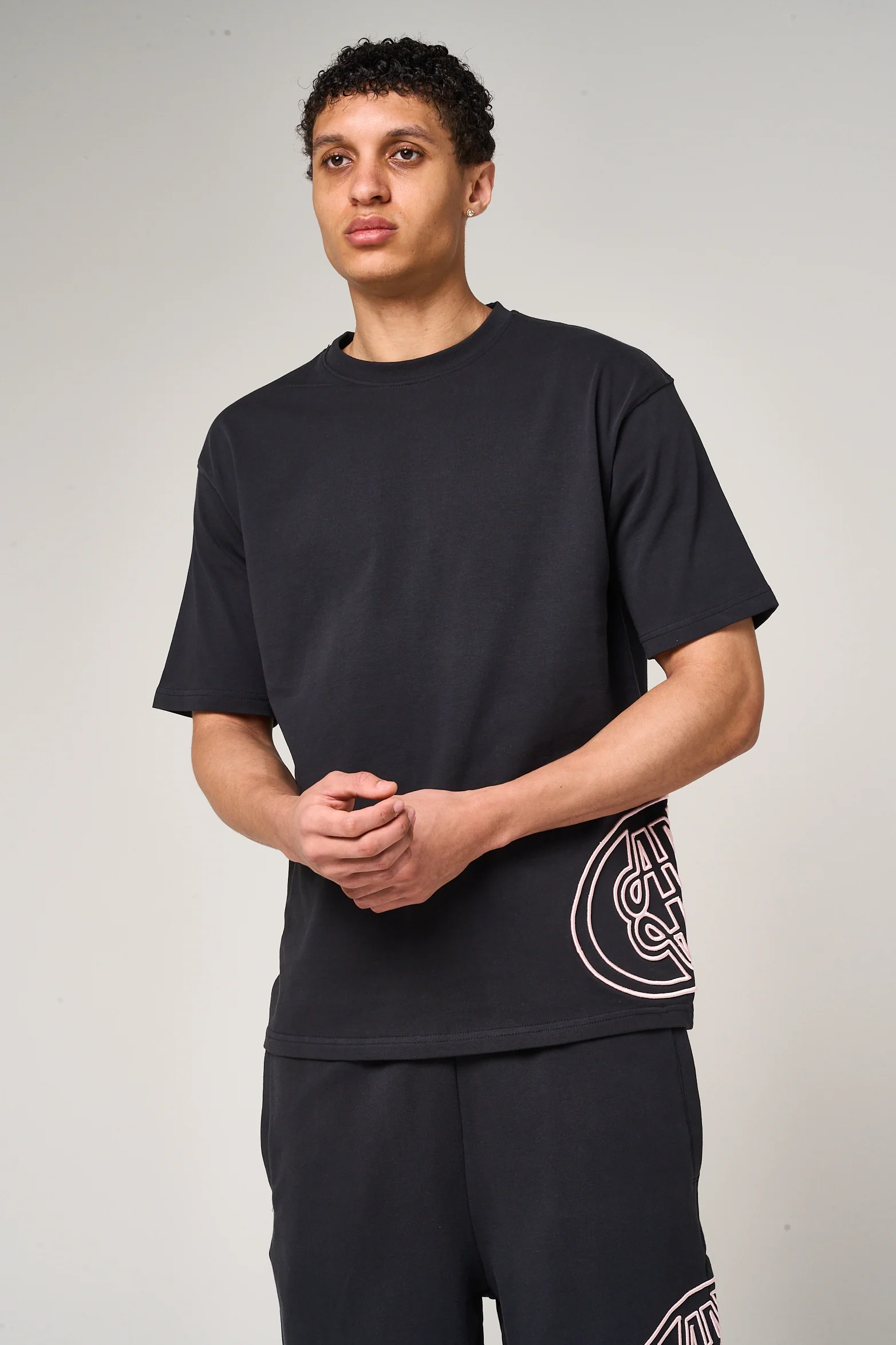Fares Logo Embroidery T Shirt Black - Image 2