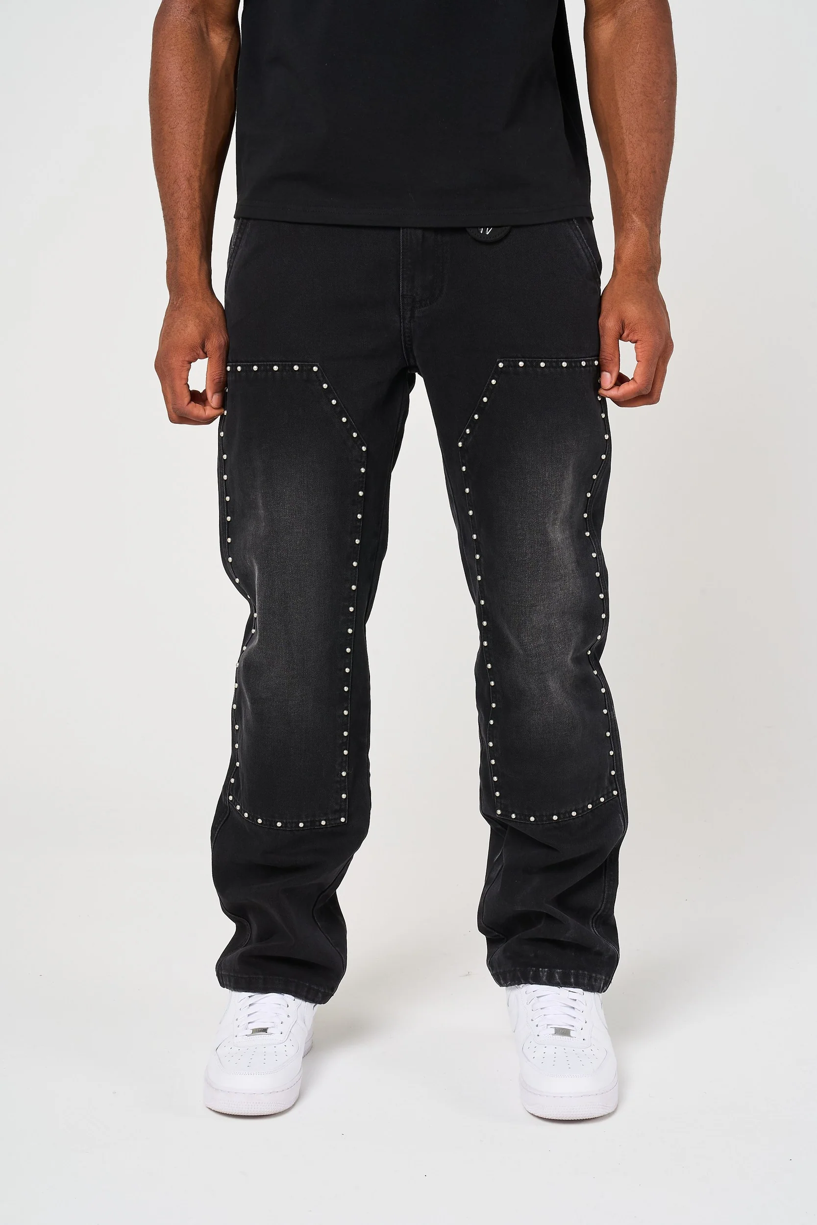 Haulier Black Studded Carpenter Denim - Image 3