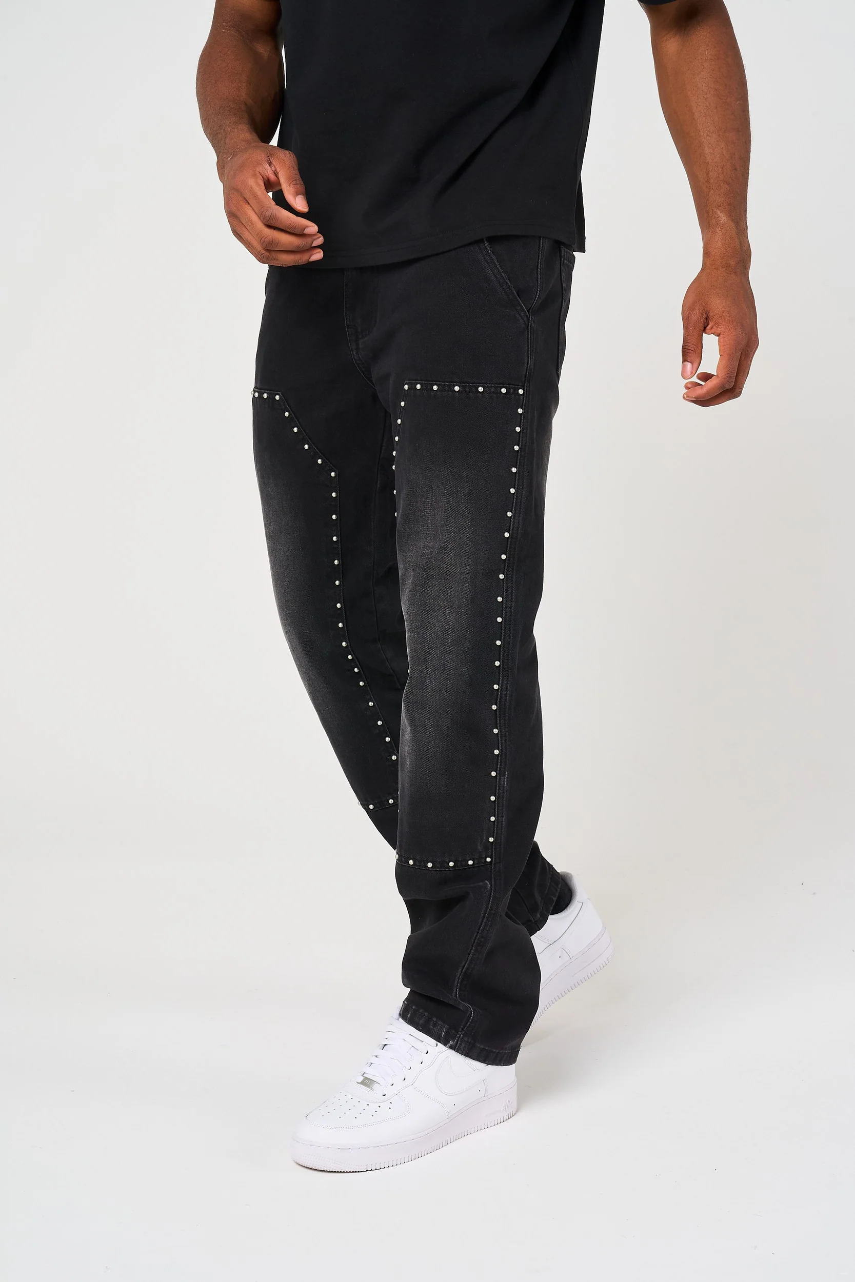 Haulier Black Studded Carpenter Denim - Image 4