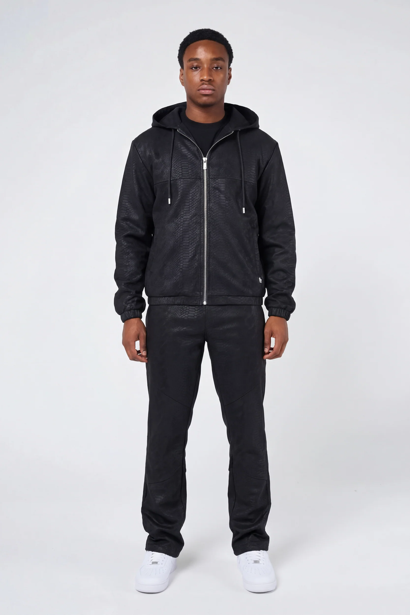 Isandro Black Croc Leather Jacket - Image 3