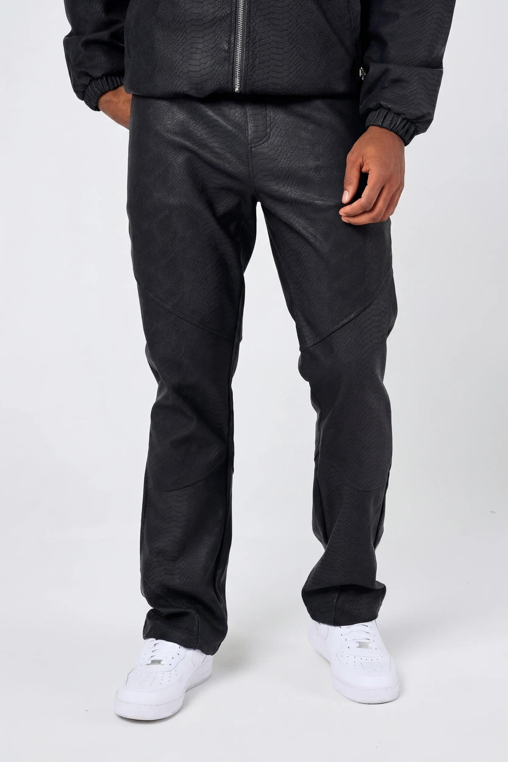 Isandro Black Croc Leather Pants - Image 2