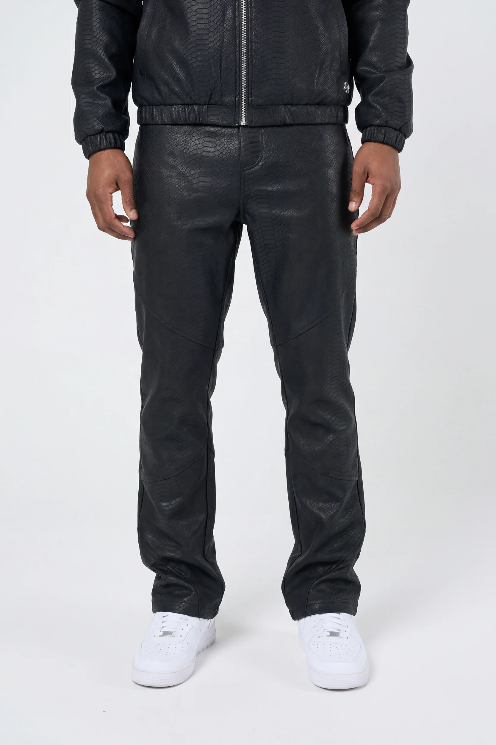 Isandro Black Croc Leather Pants - Image 3