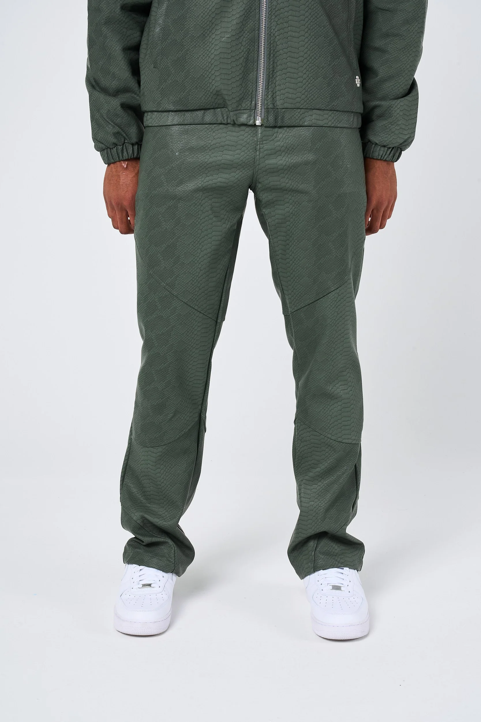 Isandro Khaki Croc Leather Pants - Image 4