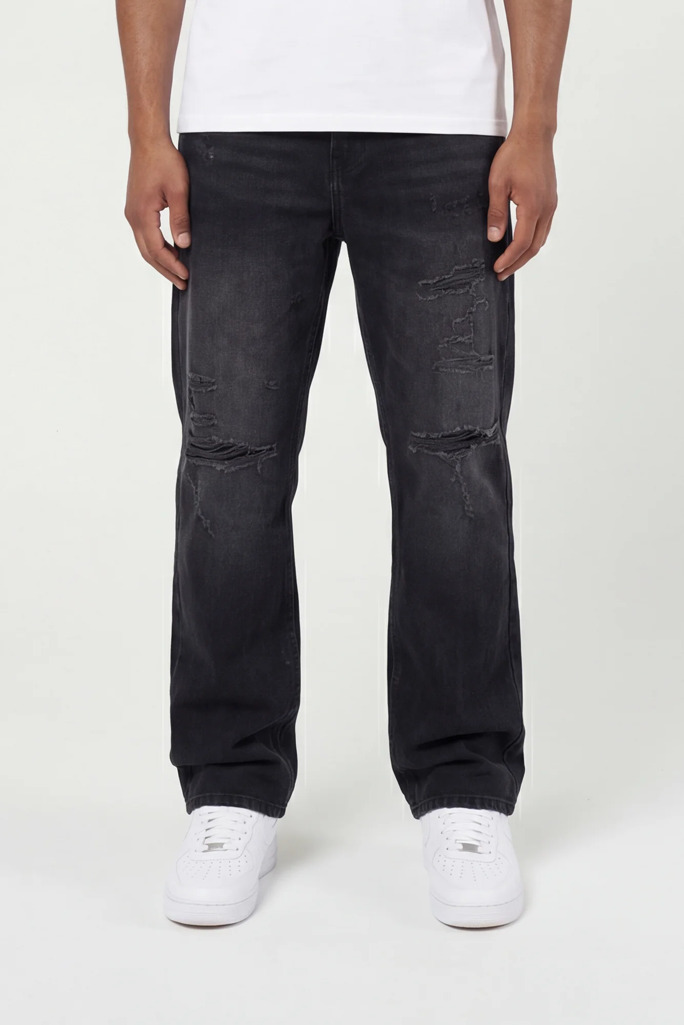 Lennox Ripped Black Straight Jean - Image 3