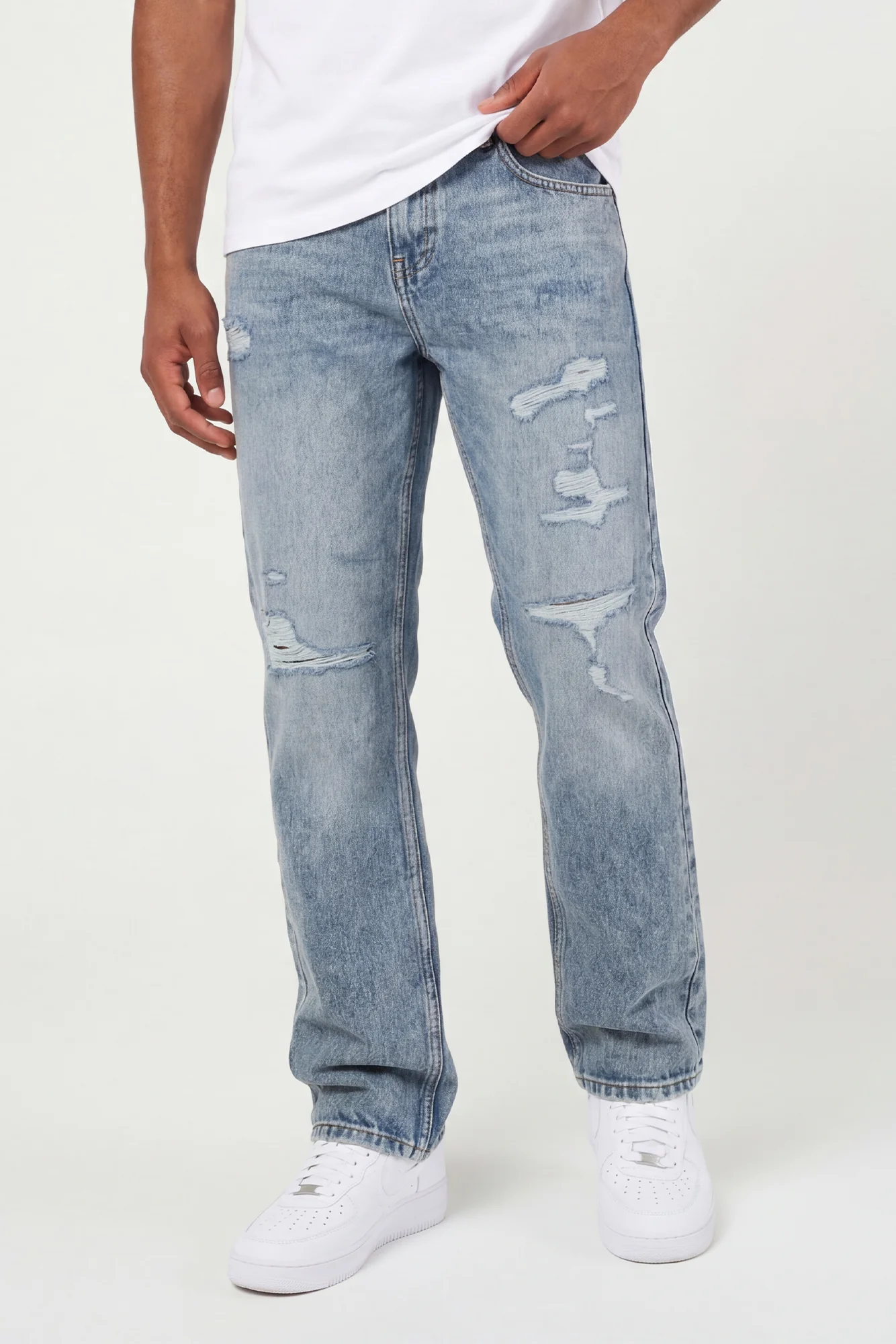 Lennox Ripped Mid Blue Straight Jean - Image 4