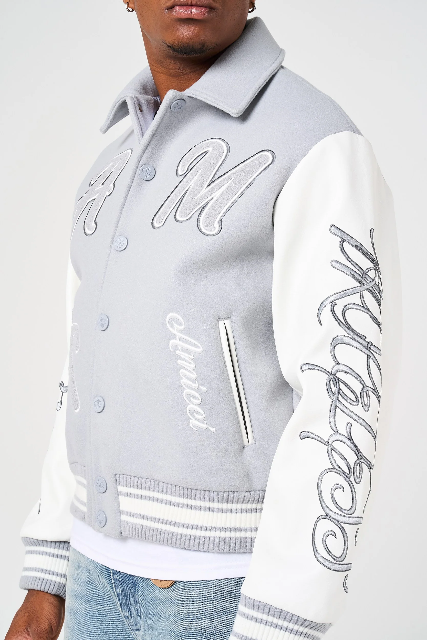 Lusso Grey Varsity Jacket - Image 3
