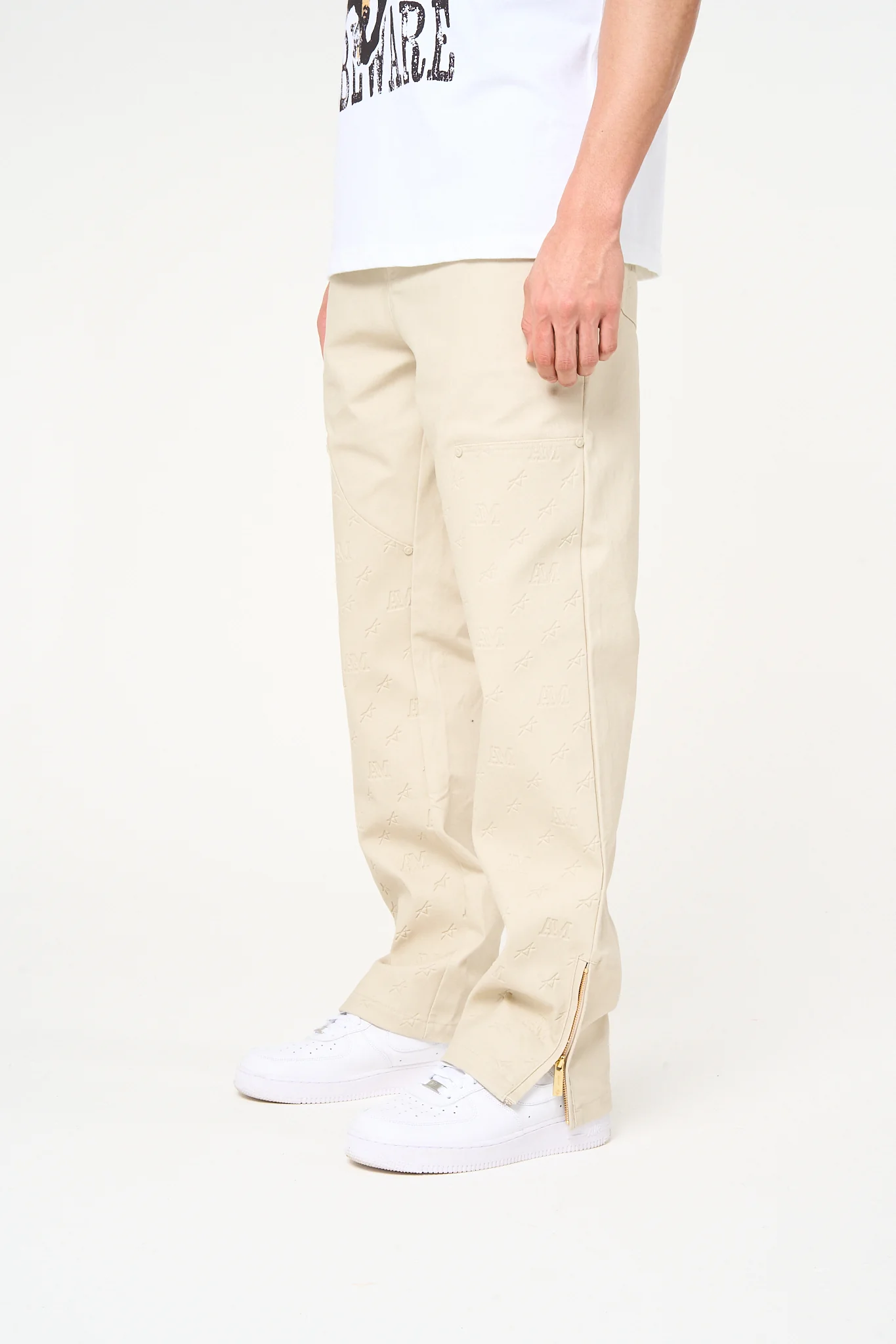 Maceo Embossed Carpenter Pants Beige