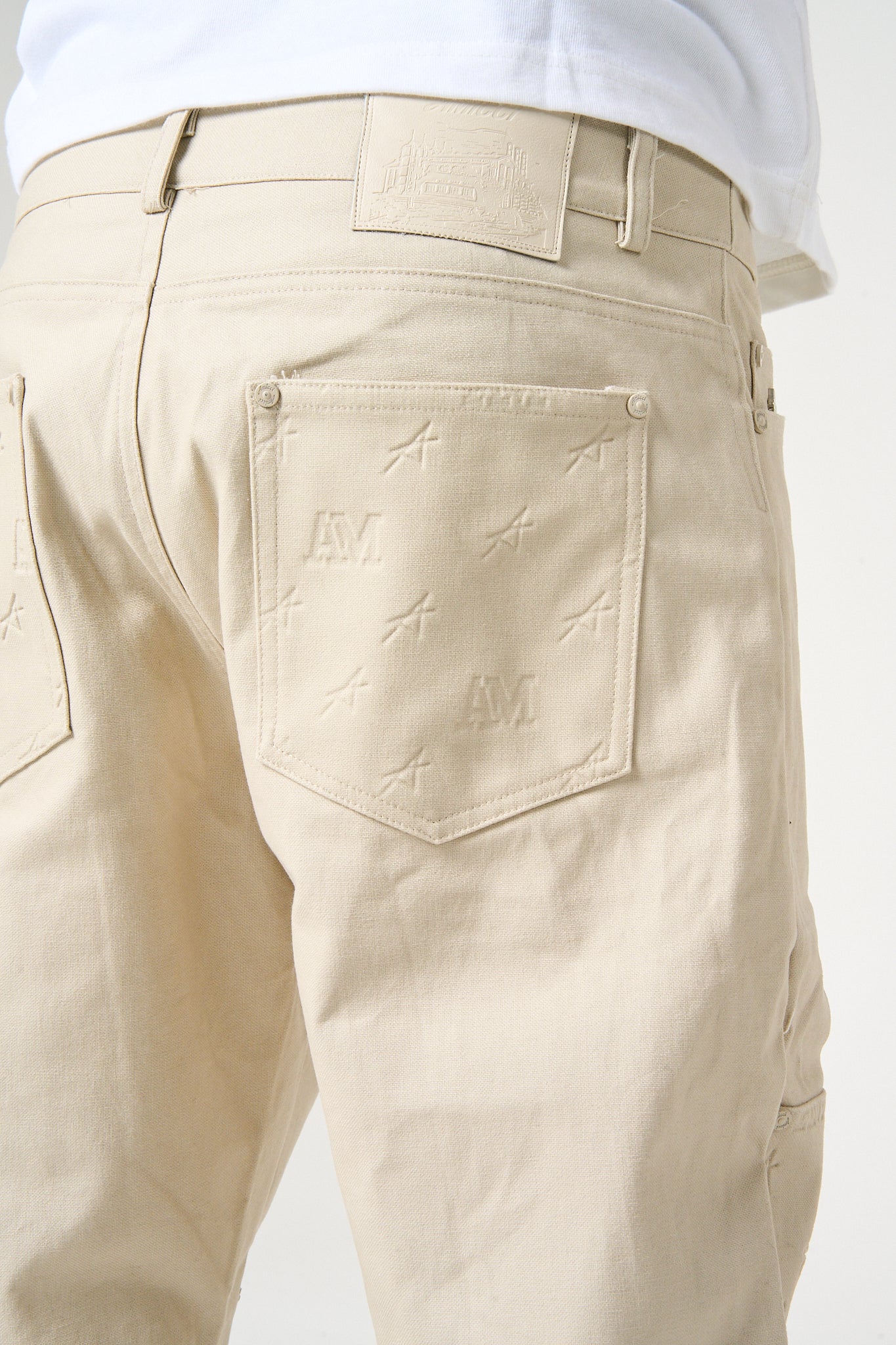 Maceo Embossed Carpenter Pants Beige - Image 8