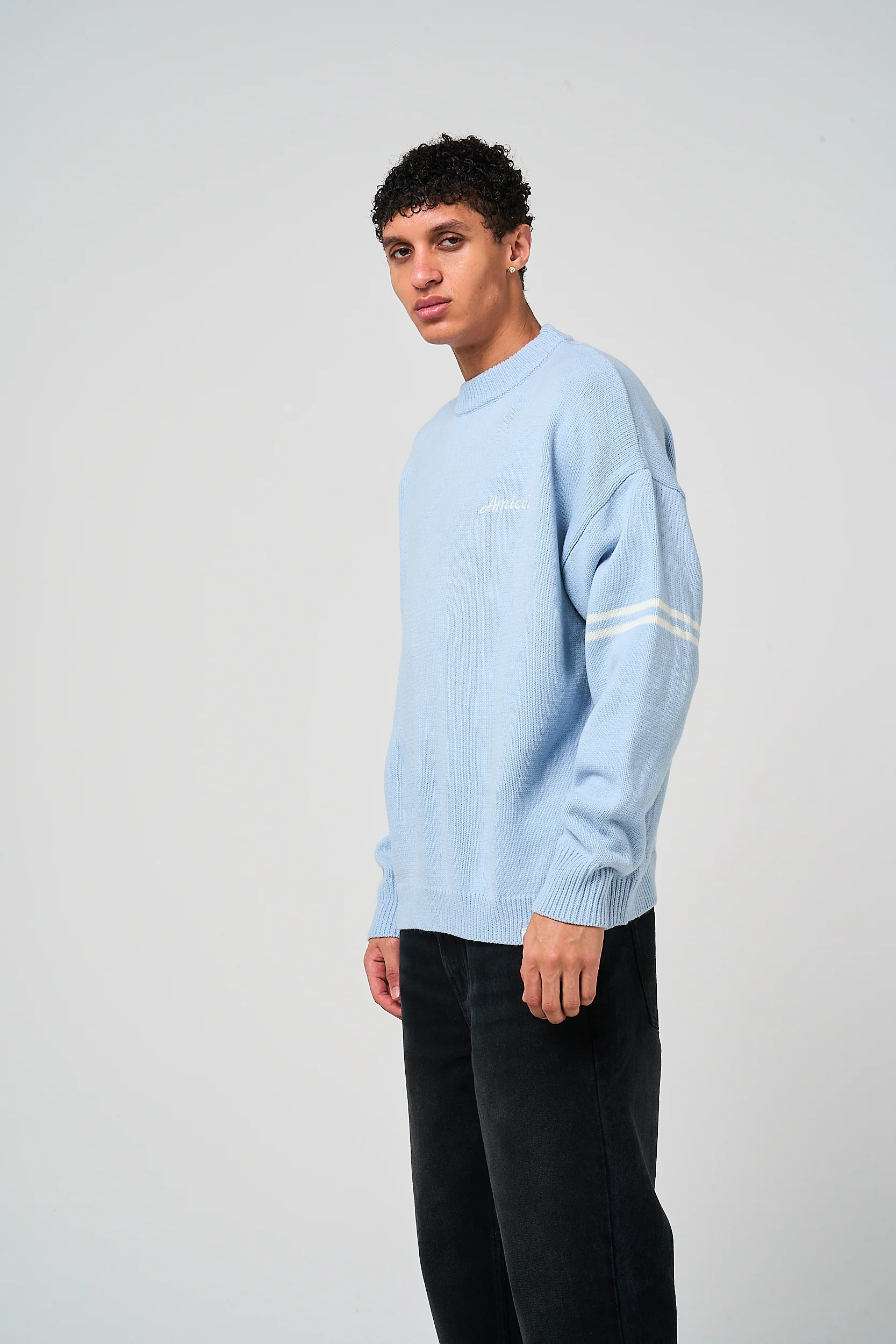 Nantes Long Sleeve Blue Knitted T Shirt - Image 3