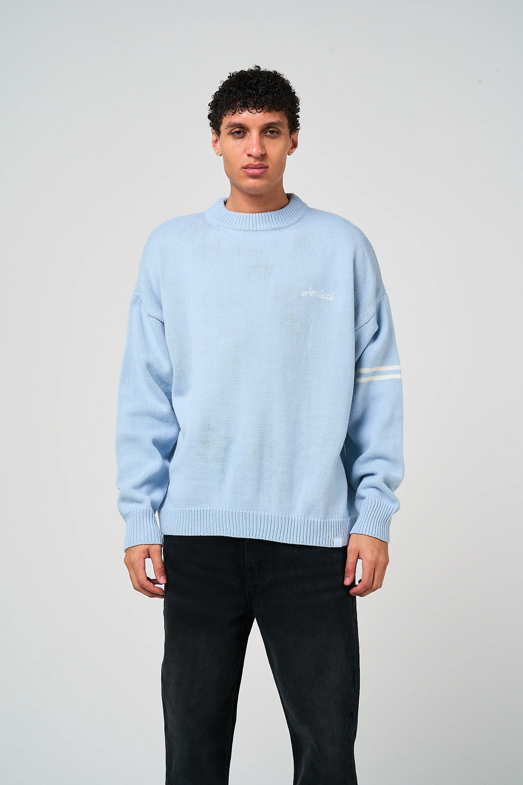 Nantes Long Sleeve Blue Knitted T Shirt - Image 4