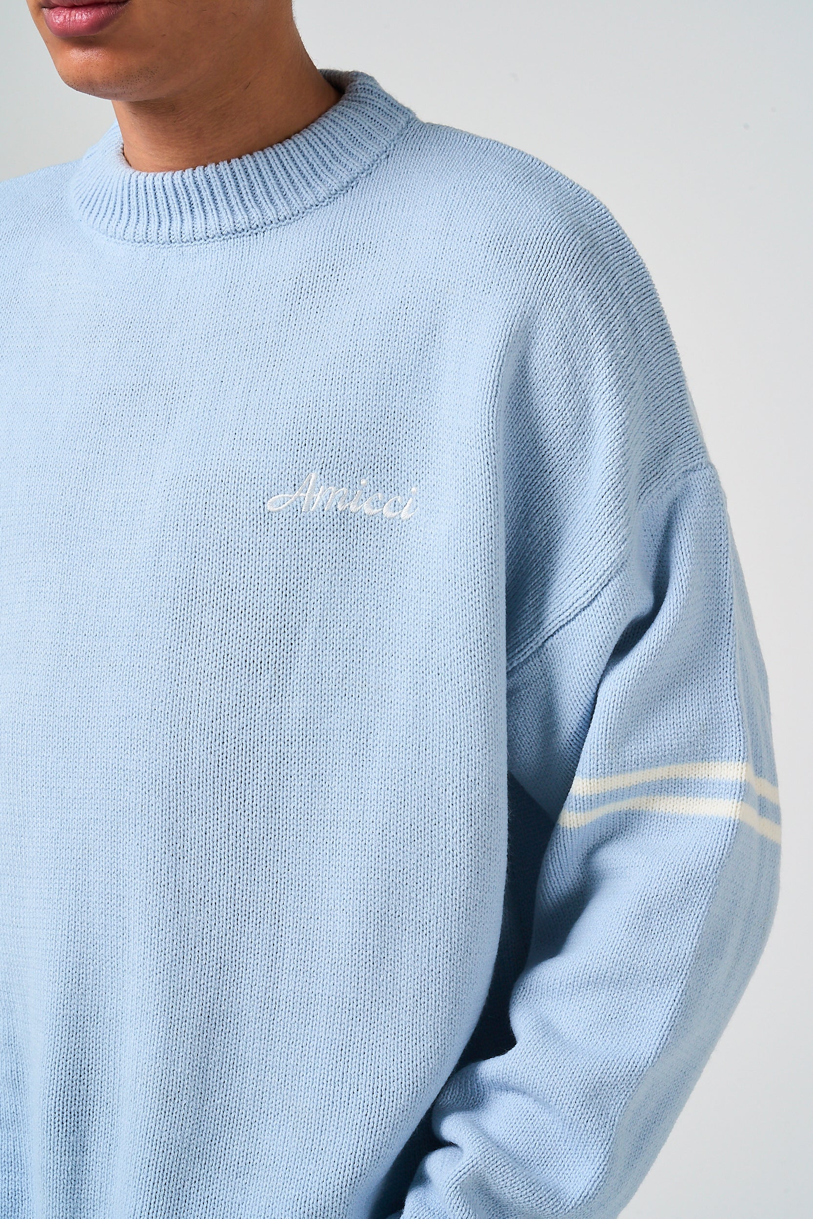 Nantes Long Sleeve Blue Knitted T Shirt - Image 5