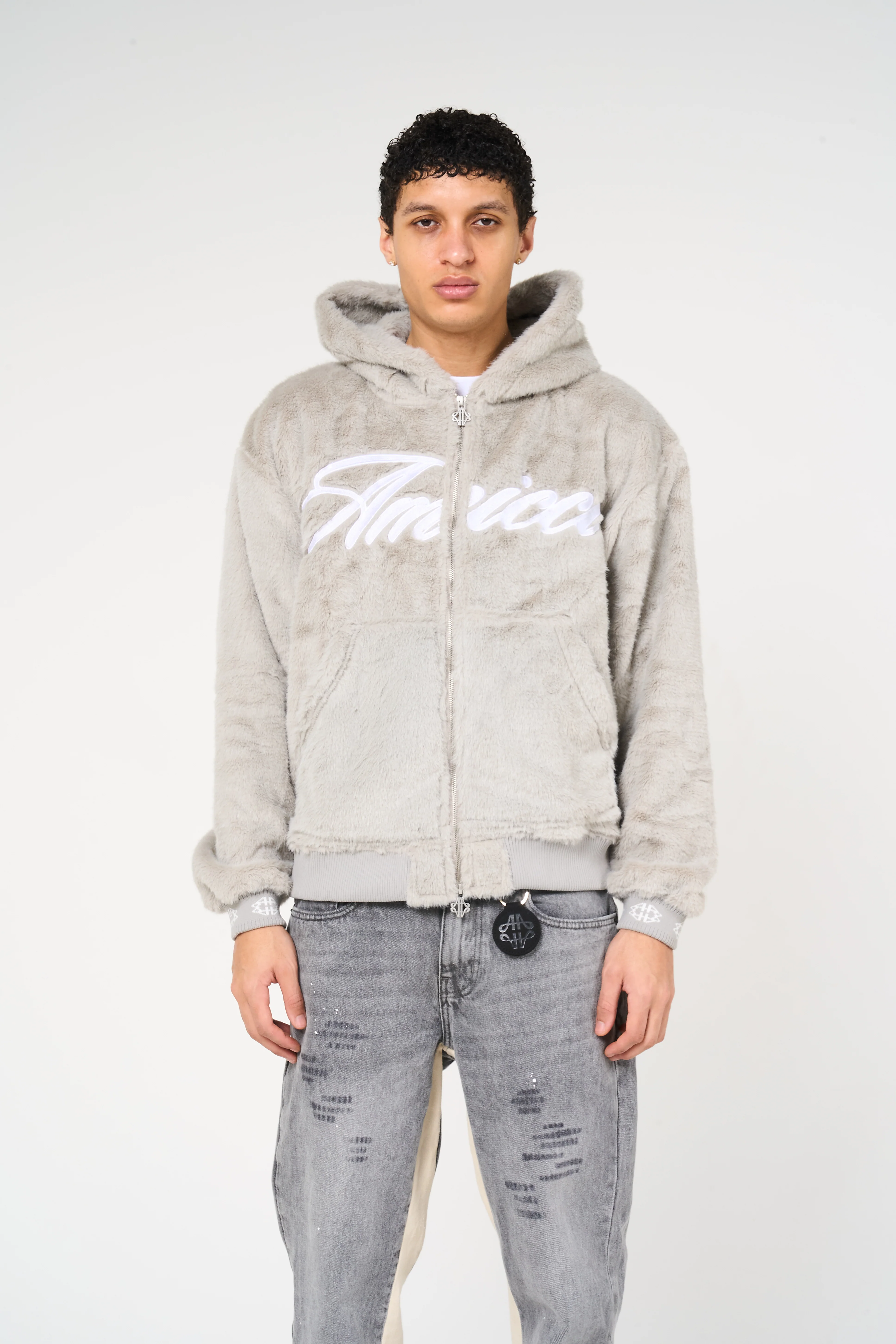 Oakley Grey Fur Hoodie - Image 3