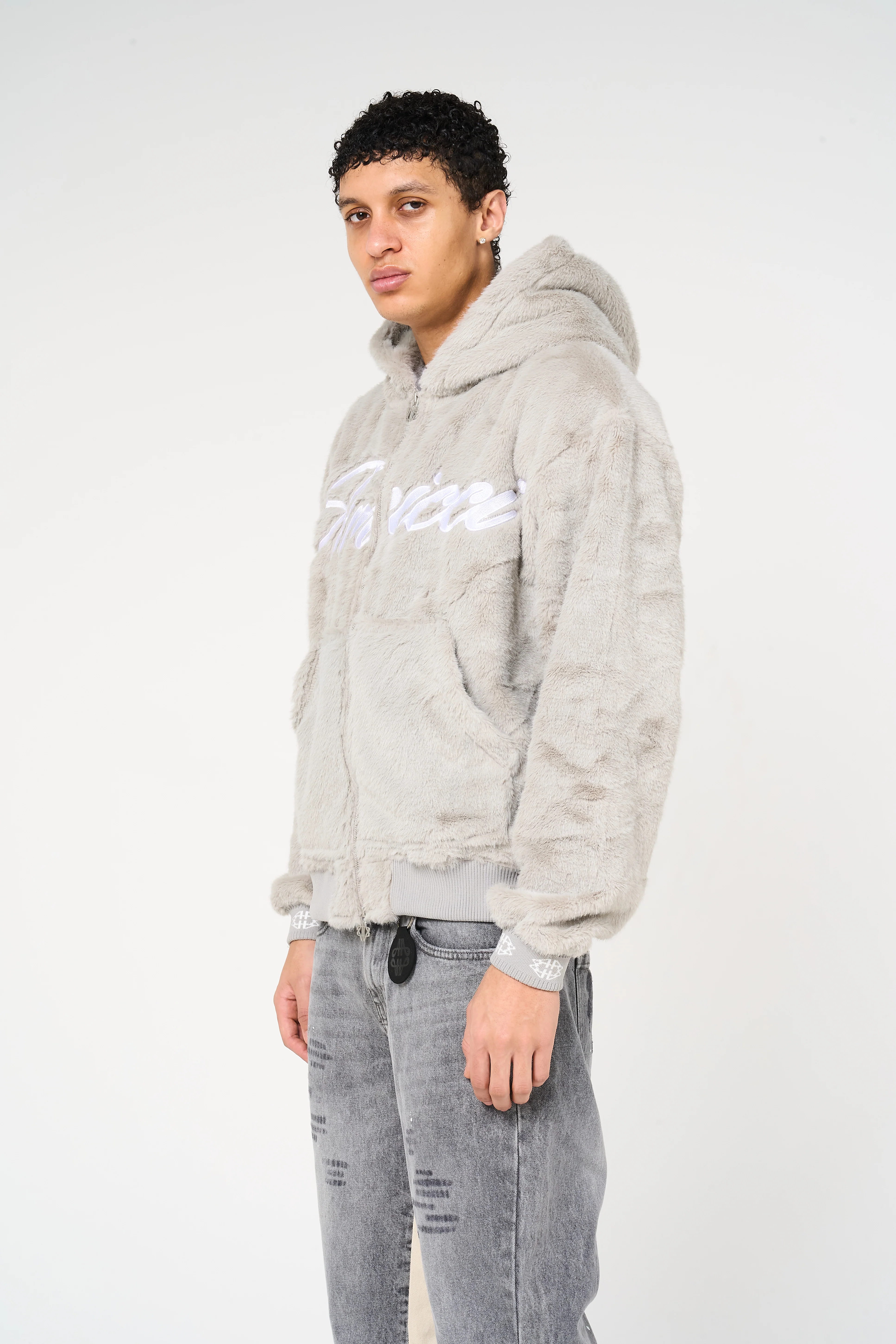 Oakley Grey Fur Hoodie - Image 4