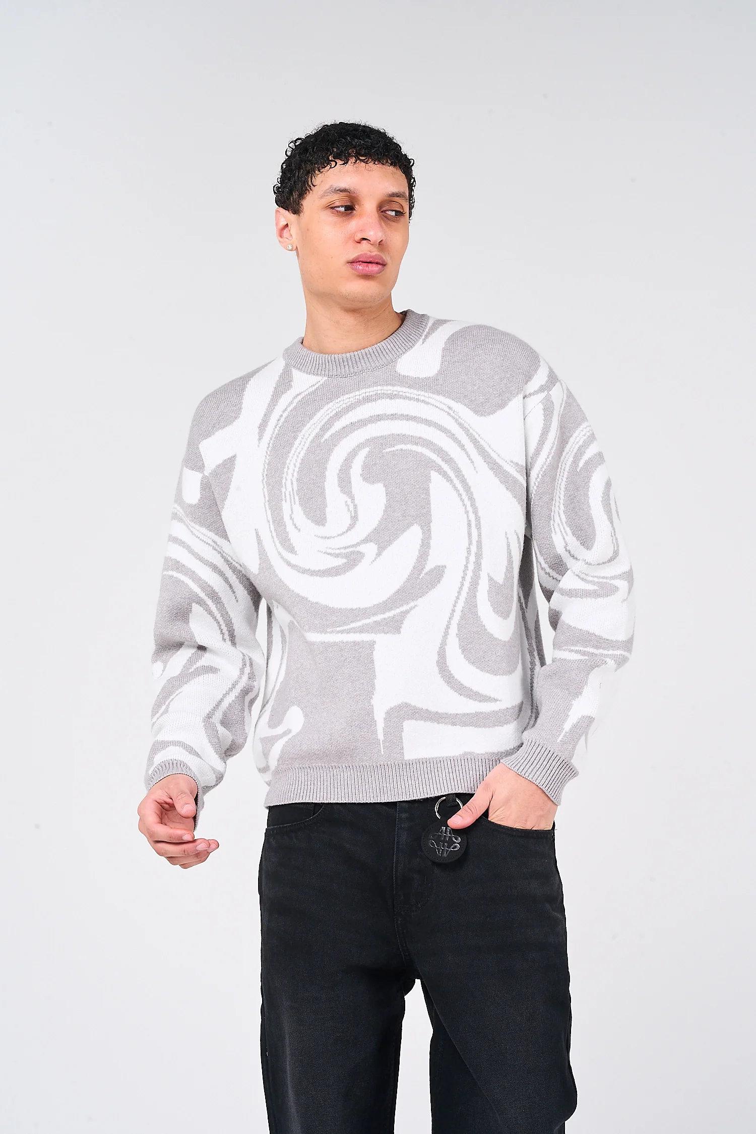 Pierce Grey Knitted Sweatshirt - Image 3