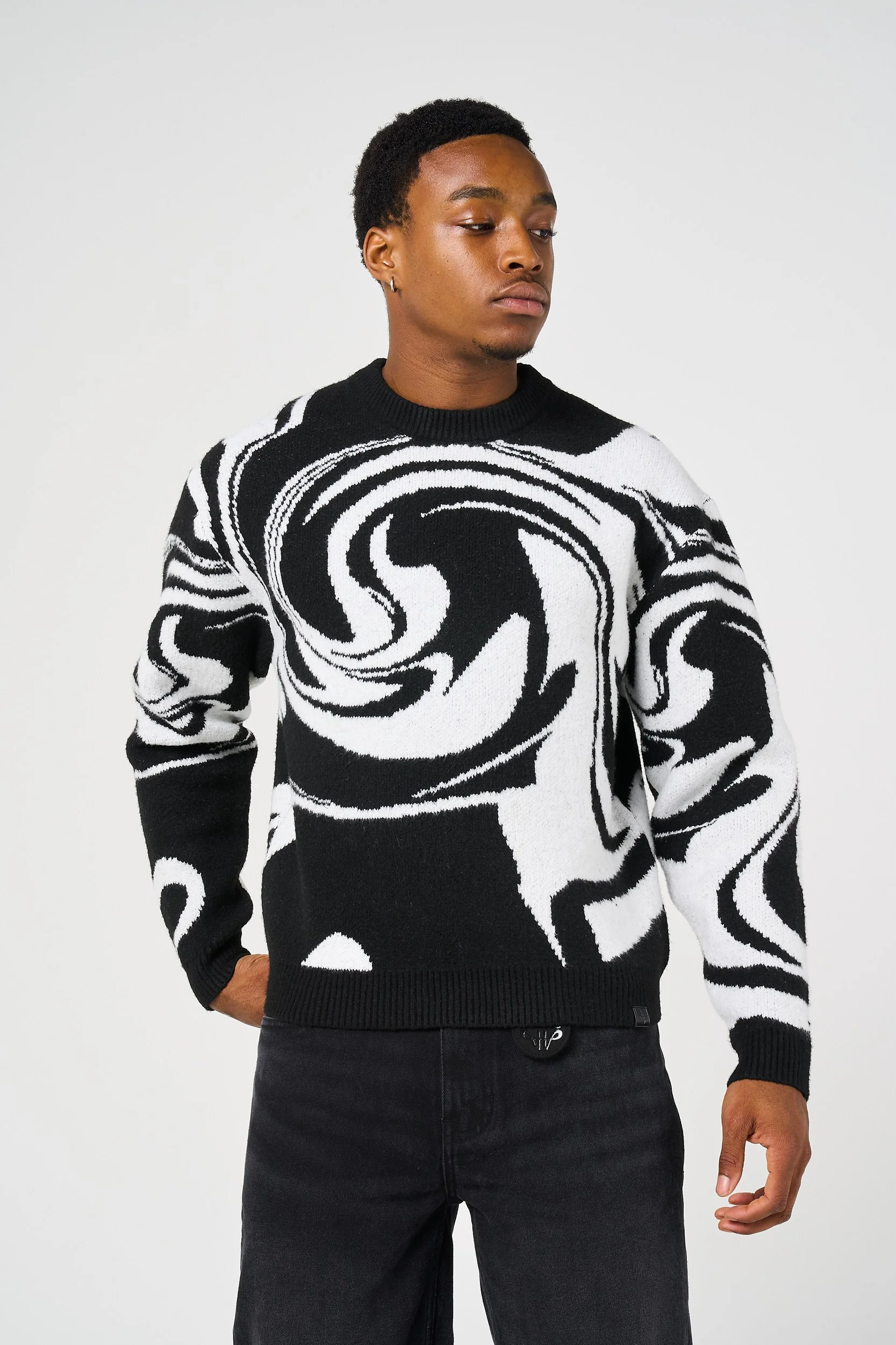 Pierce Black Knitted Sweatshirt - Image 2