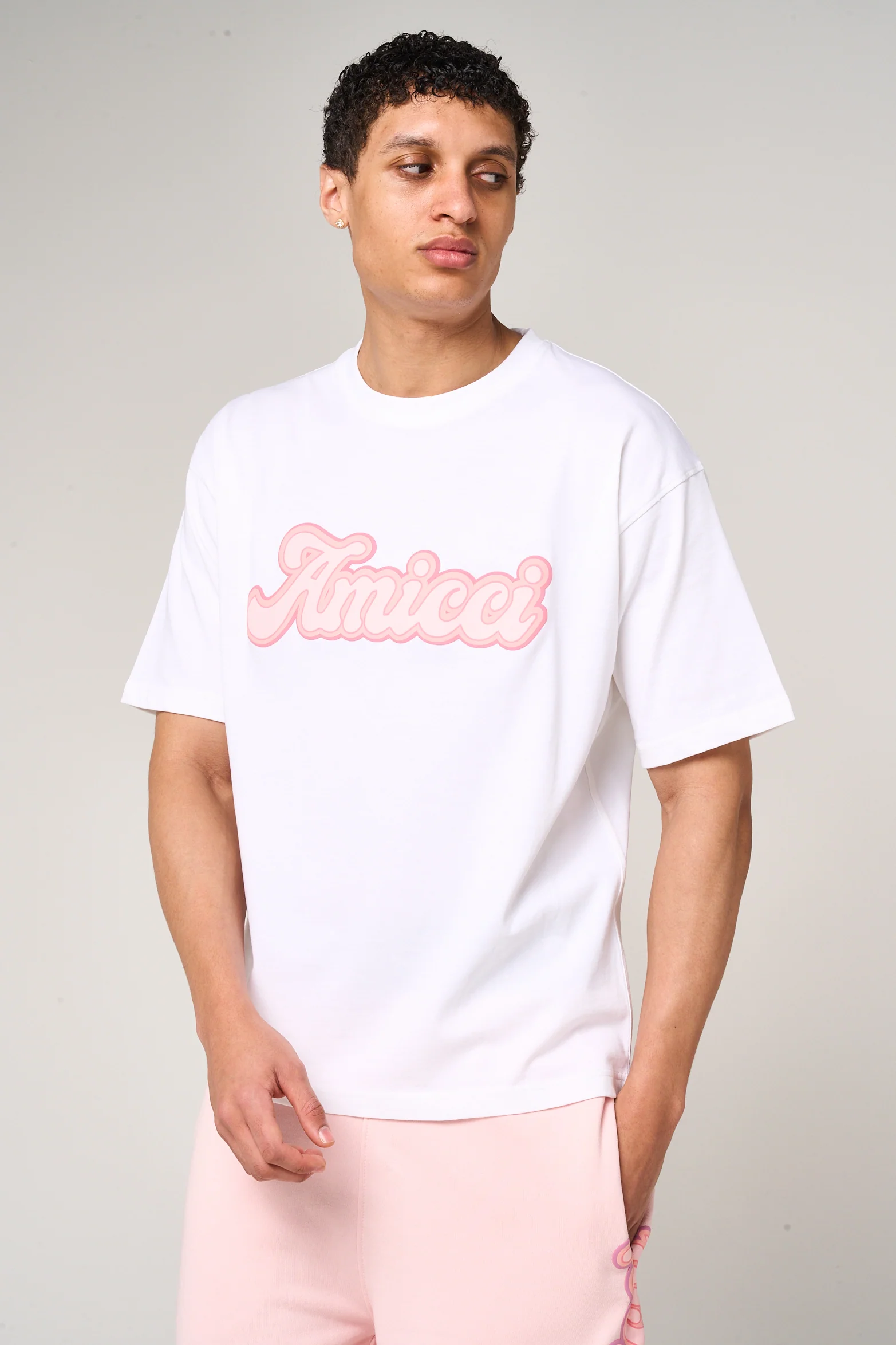Rachid Logo Printed T Shirt Pink - Image 2