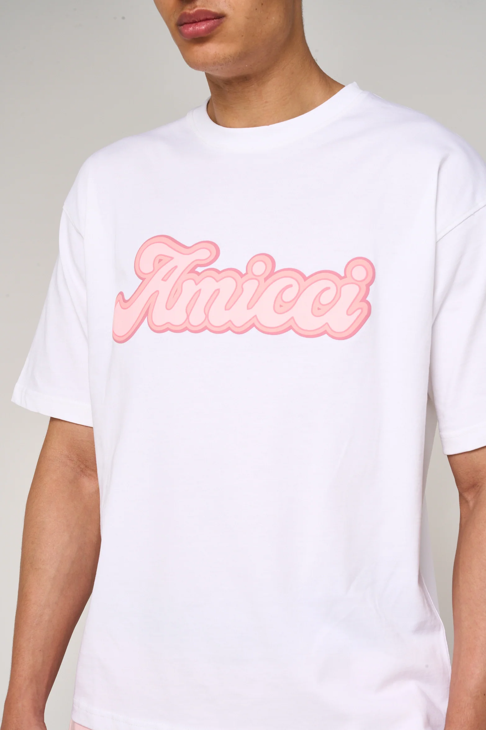 Rachid Logo Printed T Shirt Pink - Image 3