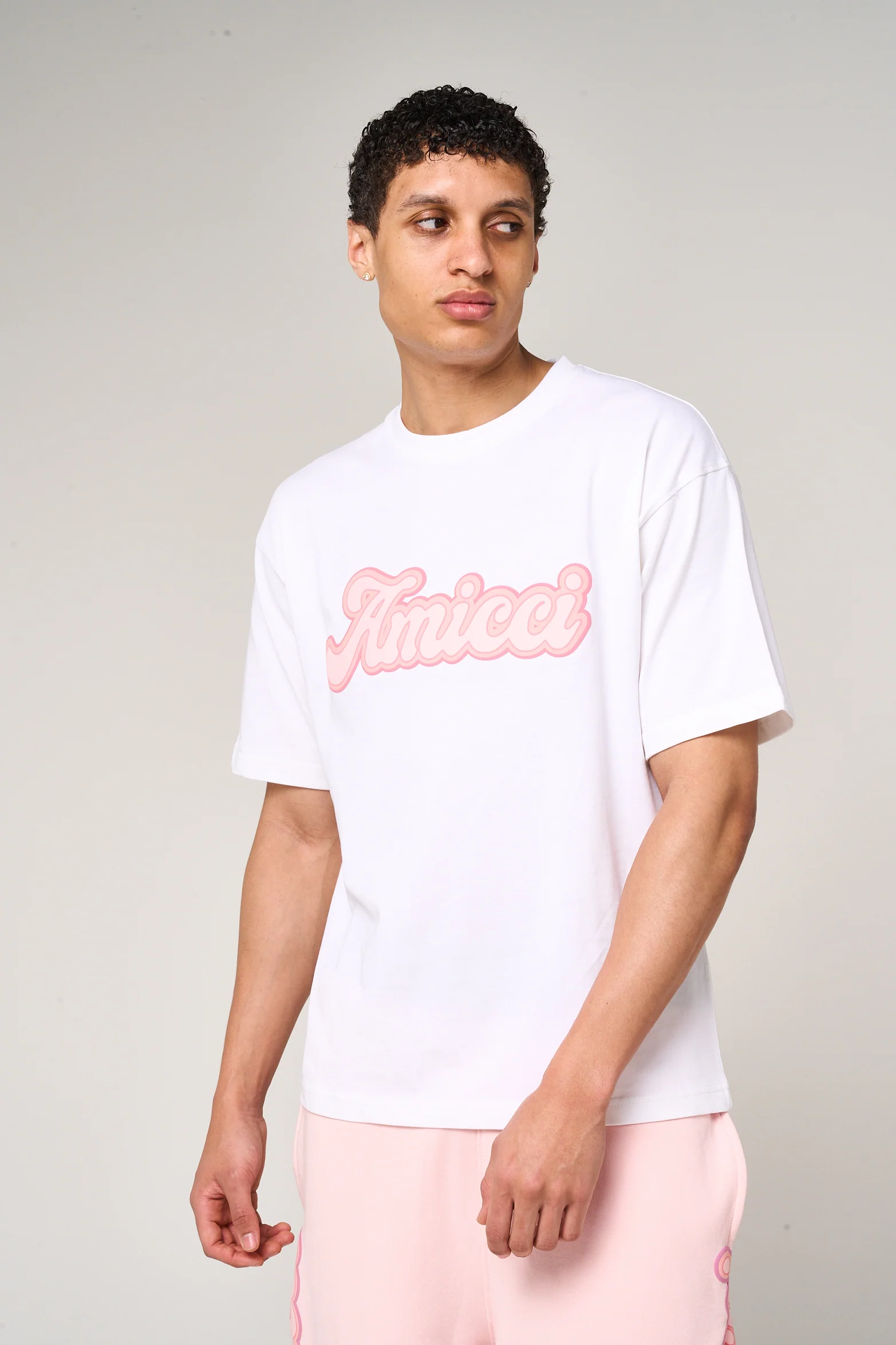 Rachid Logo Printed T Shirt Pink - Image 5