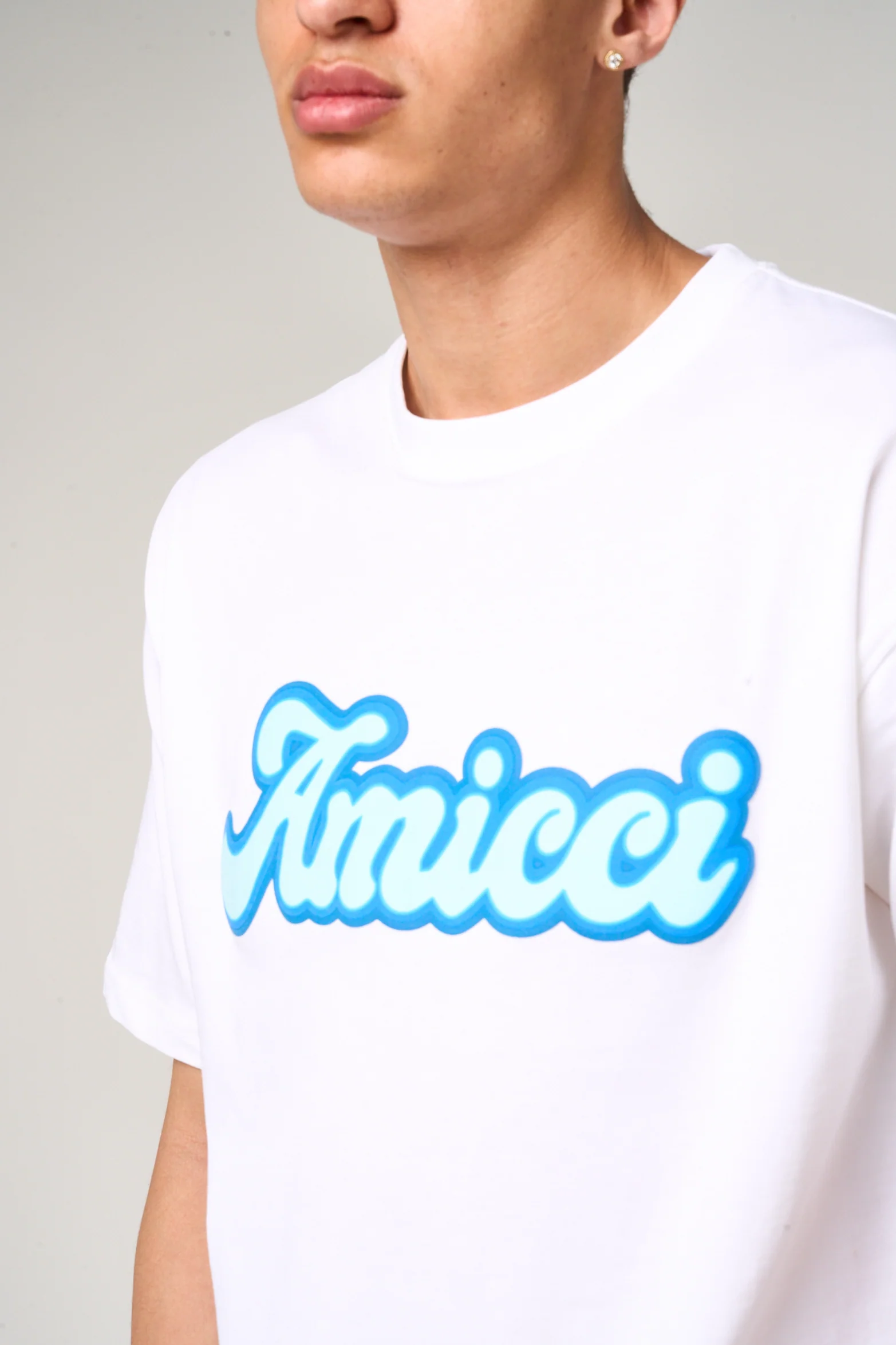 Rachid Logo Print T Shirt Blue - Image 3