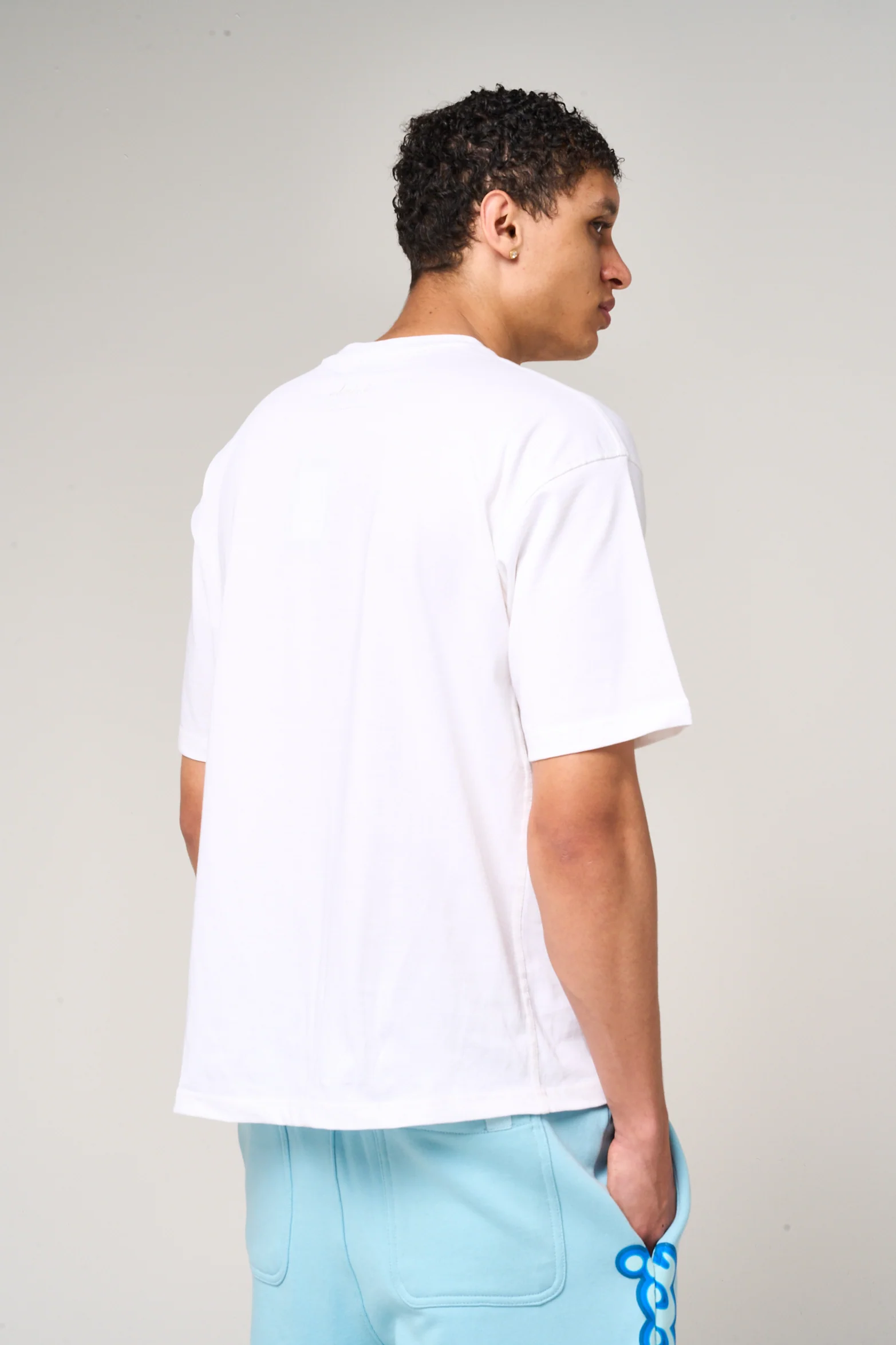 Rachid Logo Print T Shirt Blue - Image 6