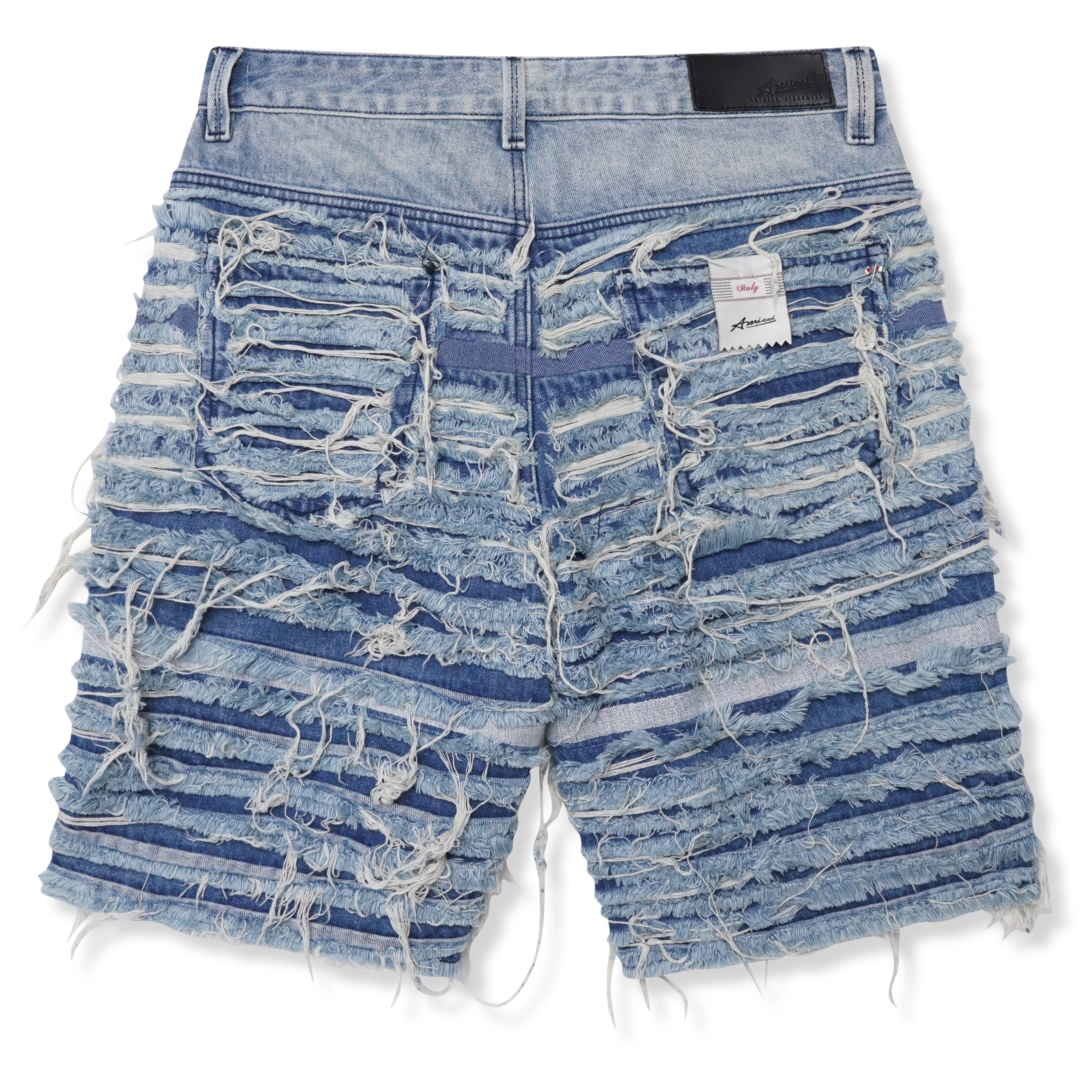 Sassari Frayed Blue Denim Shorts - Image 7