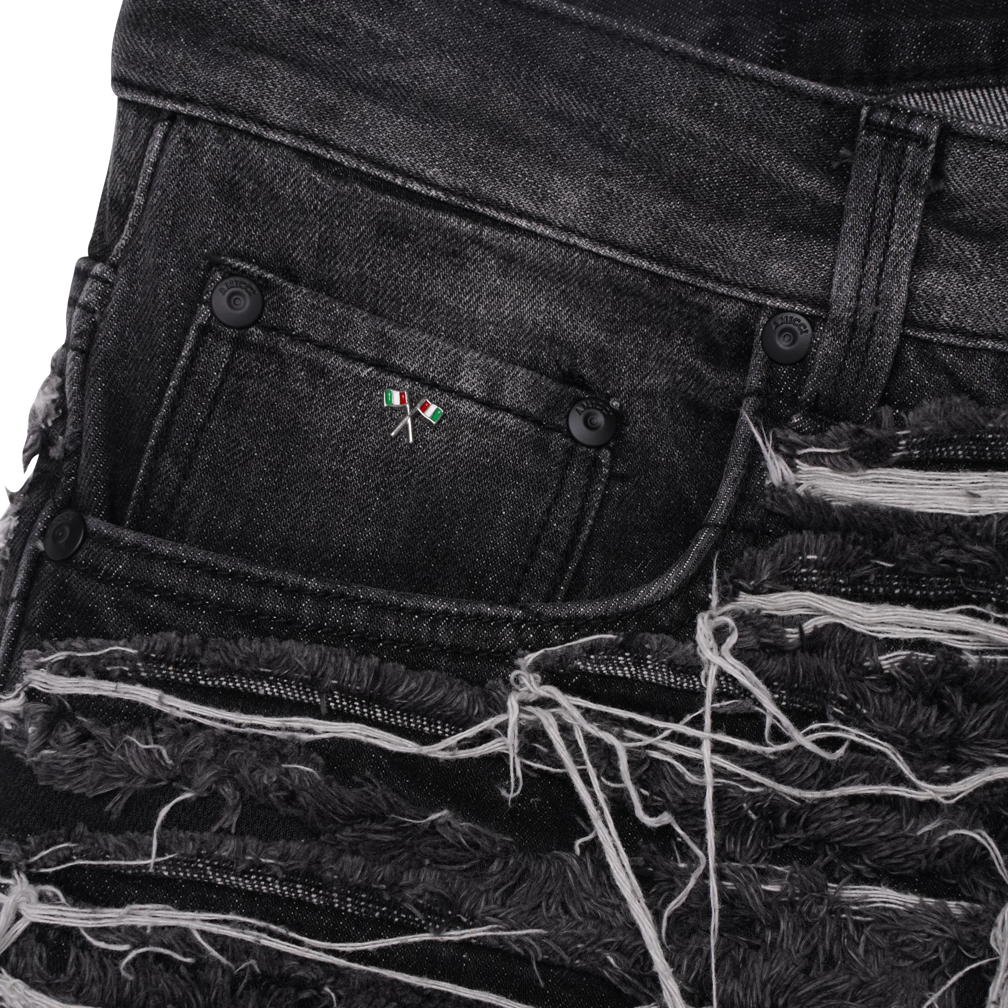 Sassari Frayed Black Denim Shorts - Image 6