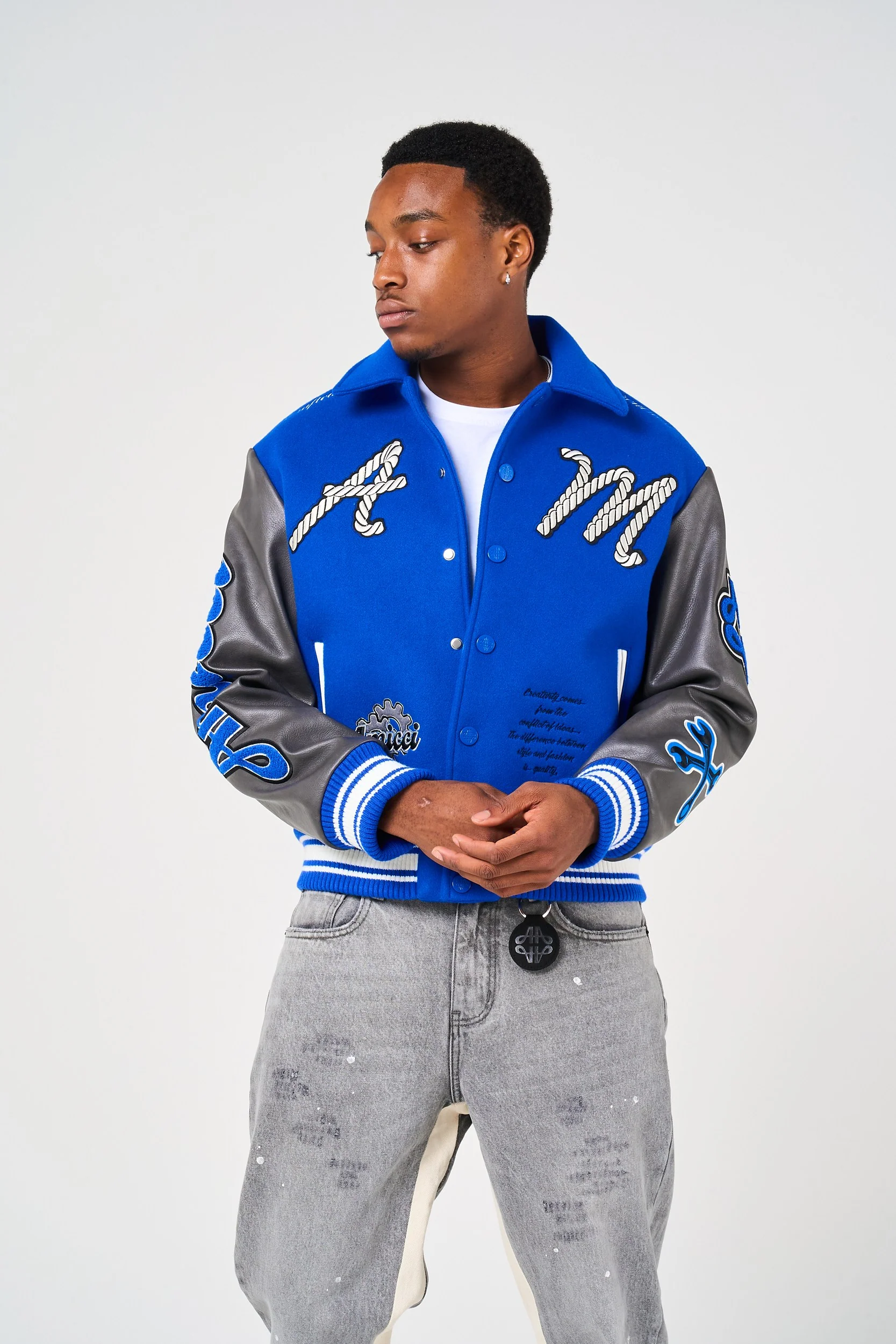 Taras Navy Varsity Jacket - Image 2